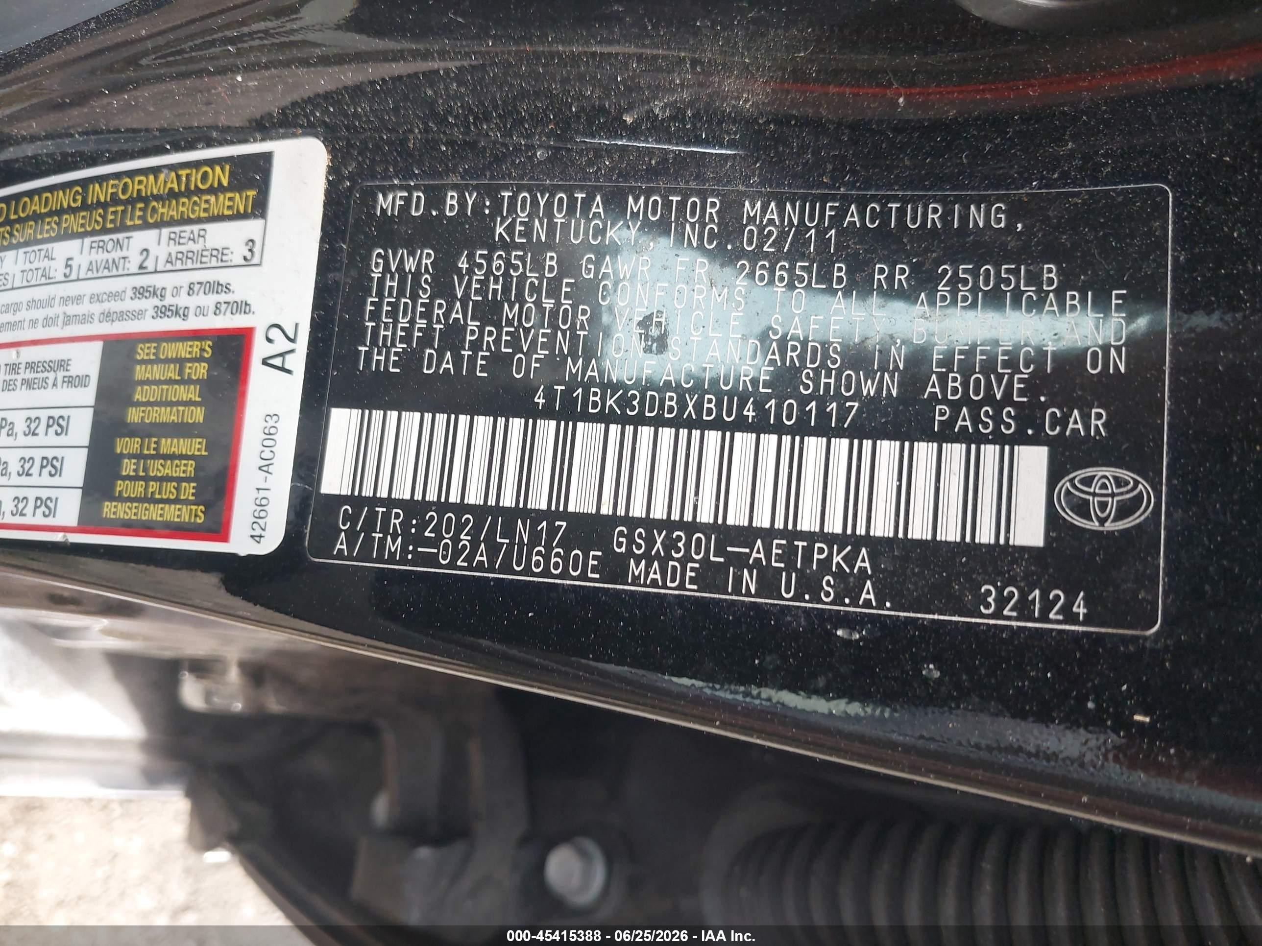 2011 Toyota Avalon Limited Black vin: 4T1BK3DBXBU410117