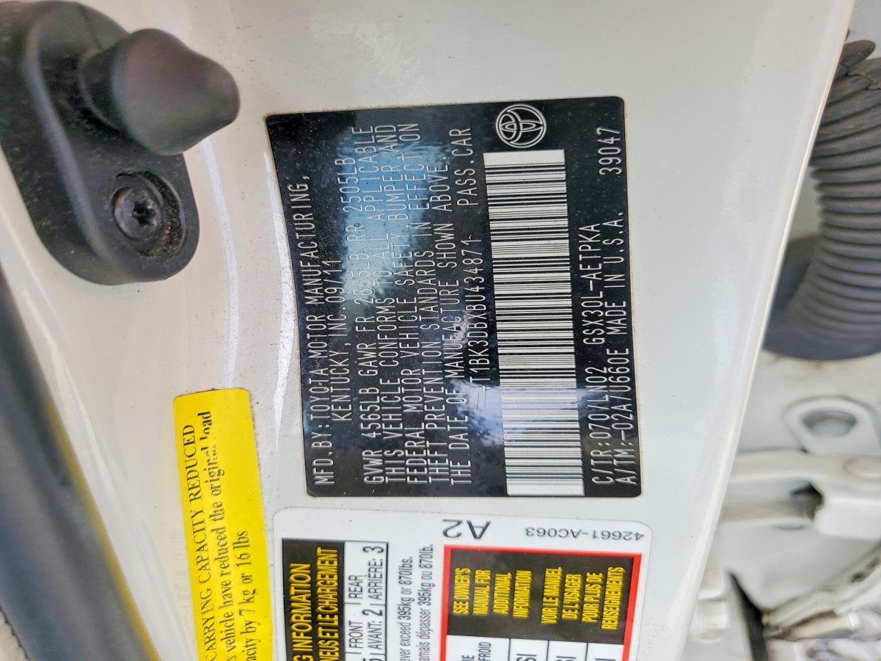 2011 Toyota Avalon Limited Белый vin: 4T1BK3DBXBU434871