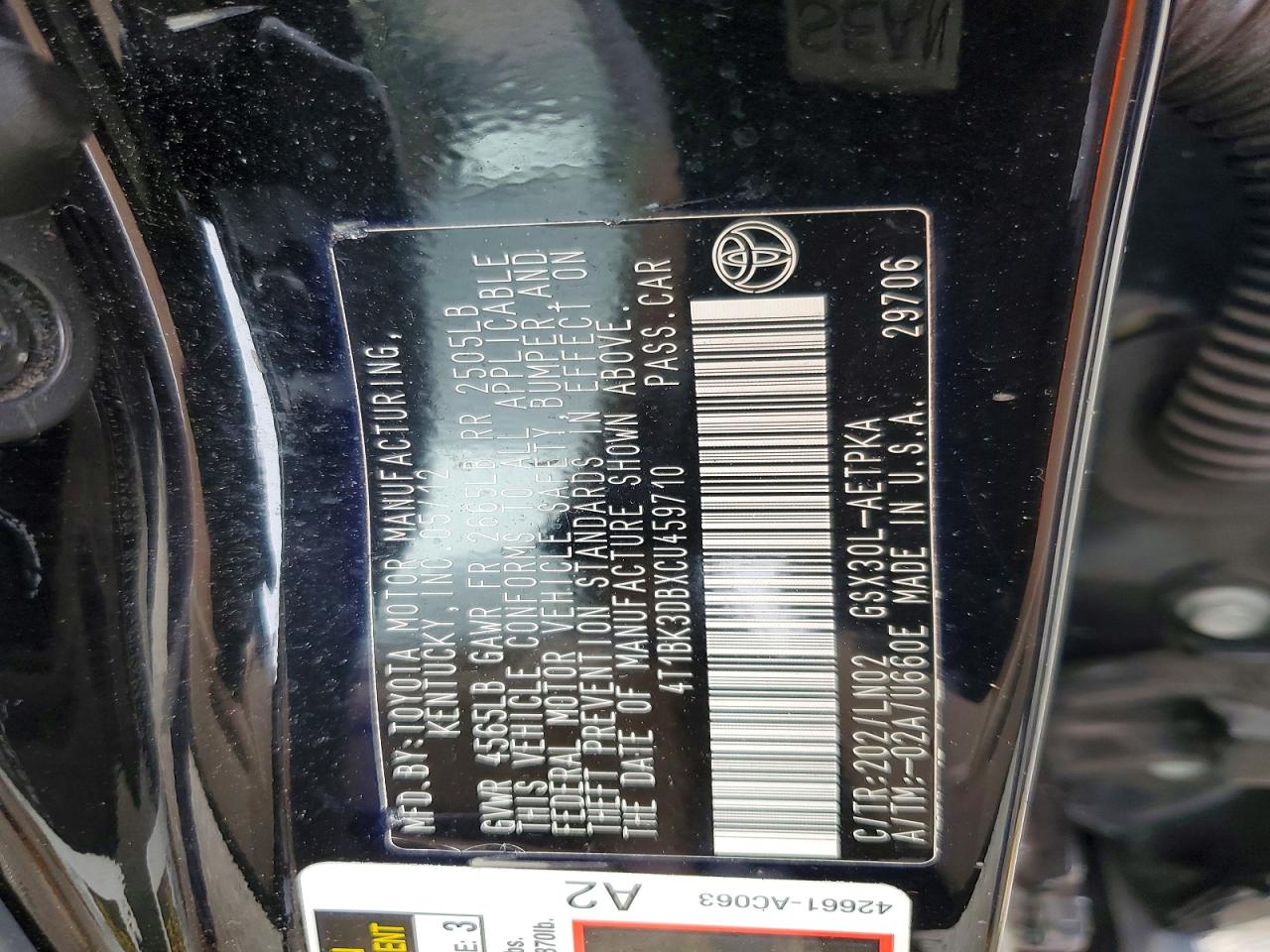 2012 Toyota Avalon Limited Черный vin: 4T1BK3DBXCU459710