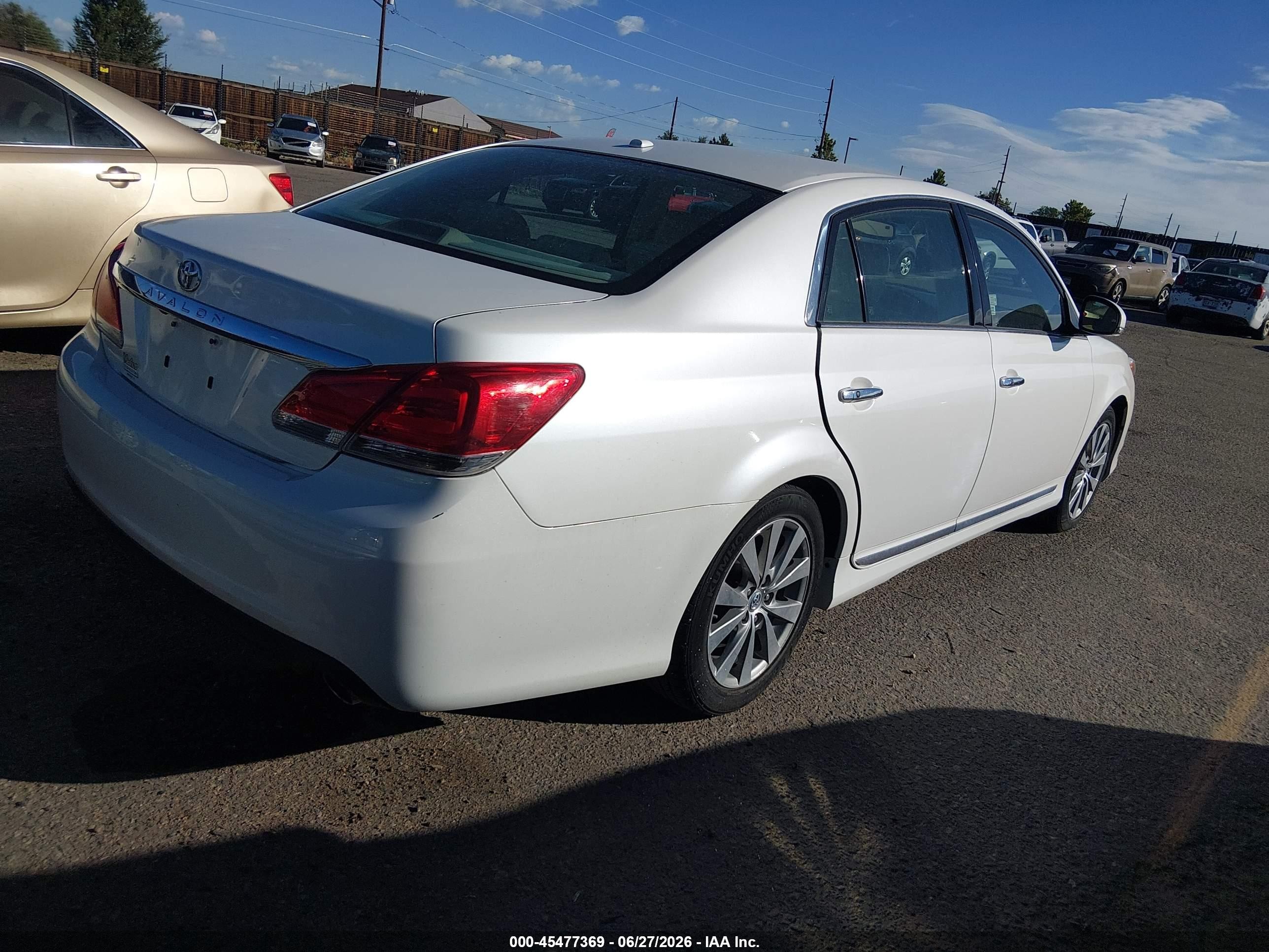 2012 Toyota Avalon Limited White vin: 4T1BK3DBXCU471369