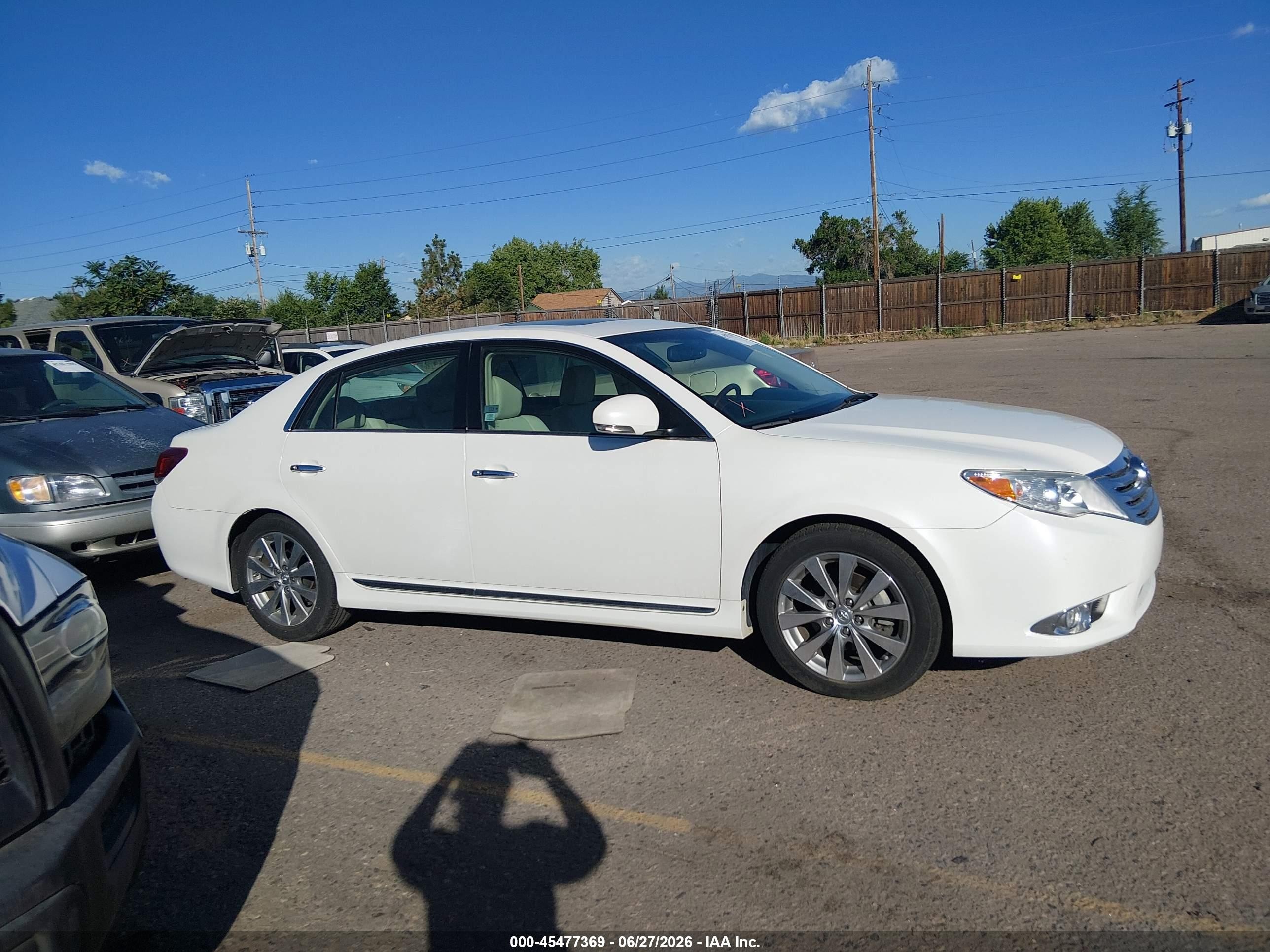 2012 Toyota Avalon Limited White vin: 4T1BK3DBXCU471369