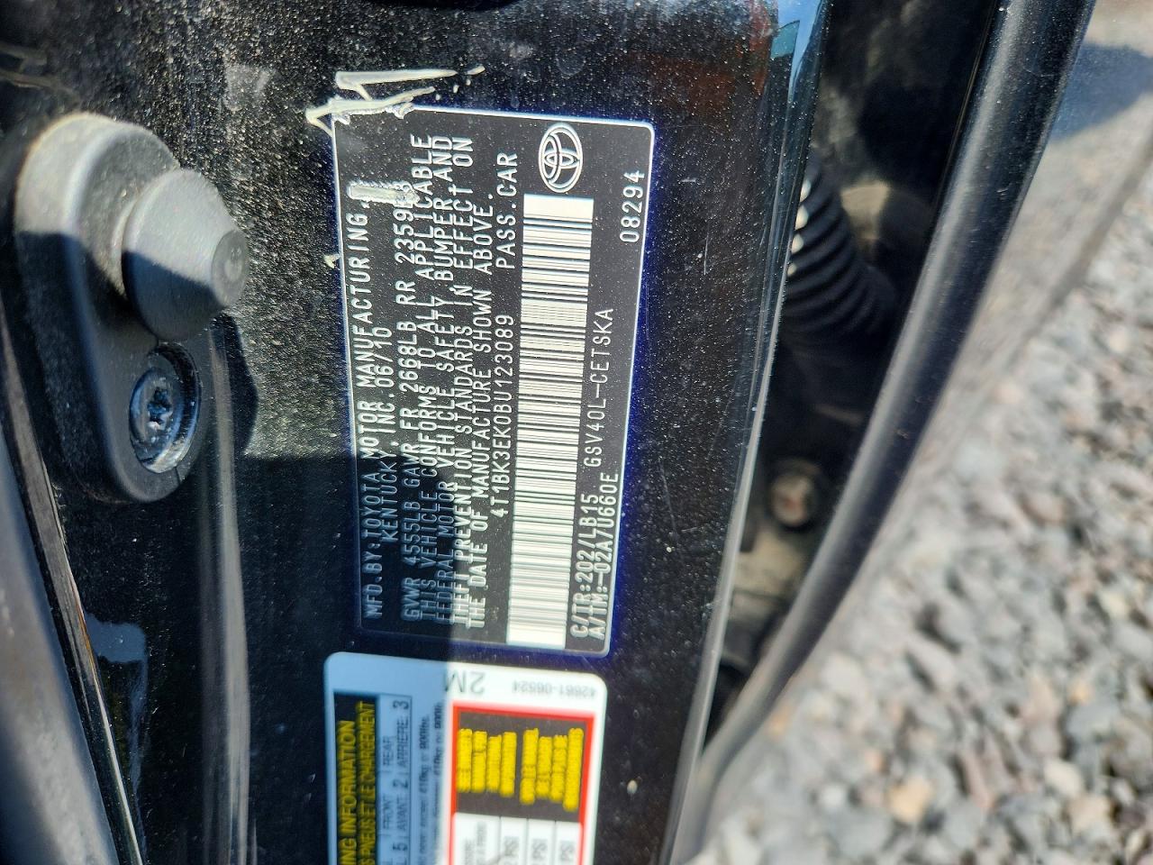 2011 Toyota Camry Se V6 Black vin: 4T1BK3EK0BU123089
