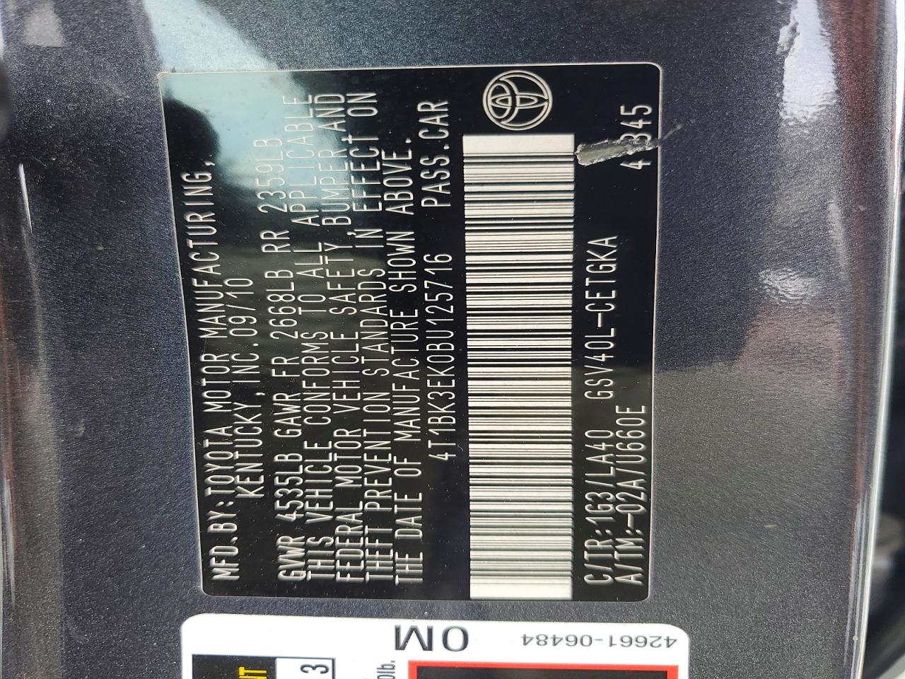 2011 Toyota Camry Gray vin: 4T1BK3EK0BU125716