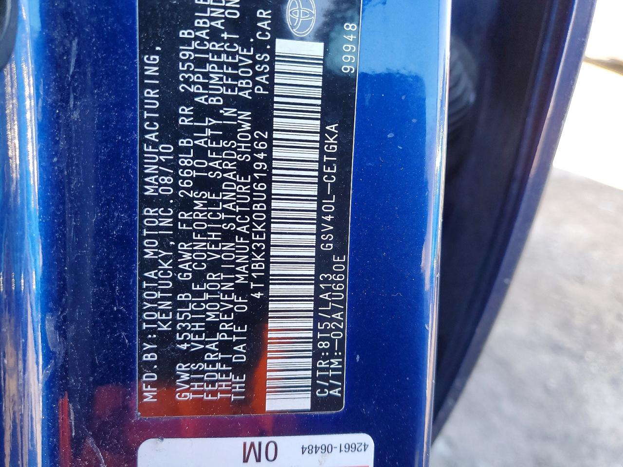 2011 Toyota Camry Se Blue vin: 4T1BK3EK0BU619462