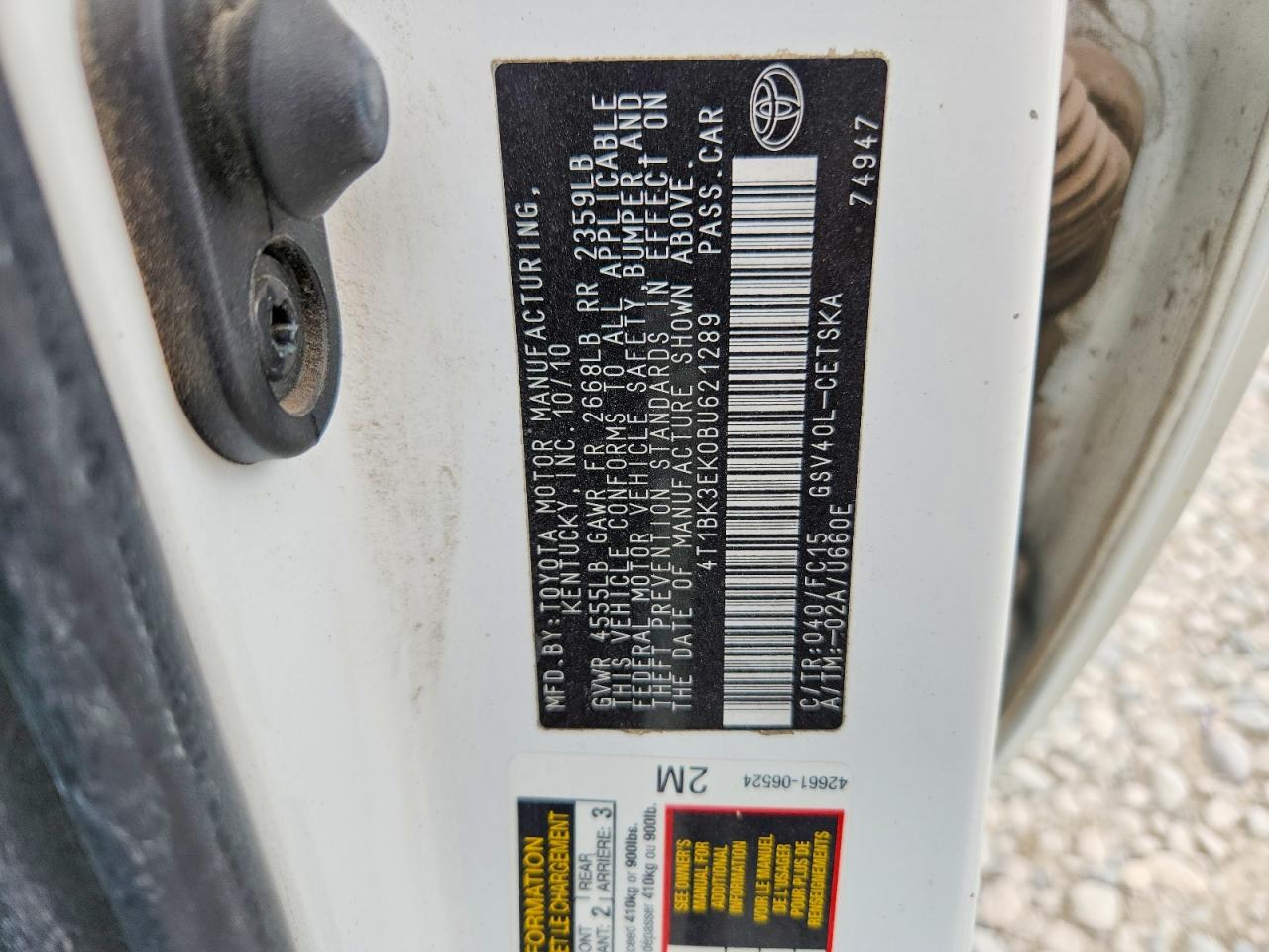 2011 Toyota Camry Se V6 Белый vin: 4T1BK3EK0BU621289