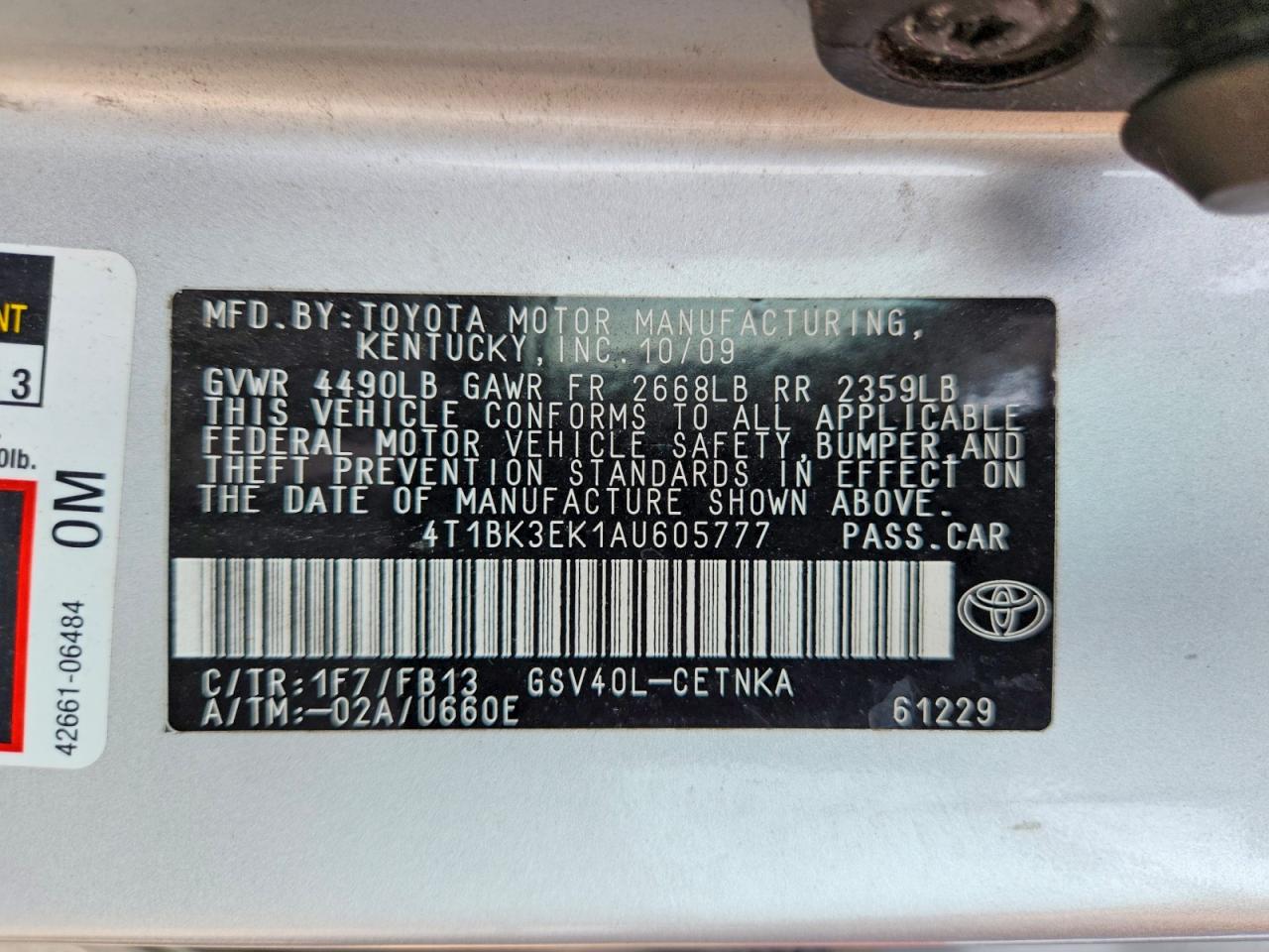 2010 Toyota Camry Le V6 Silver vin: 4T1BK3EK1AU605777