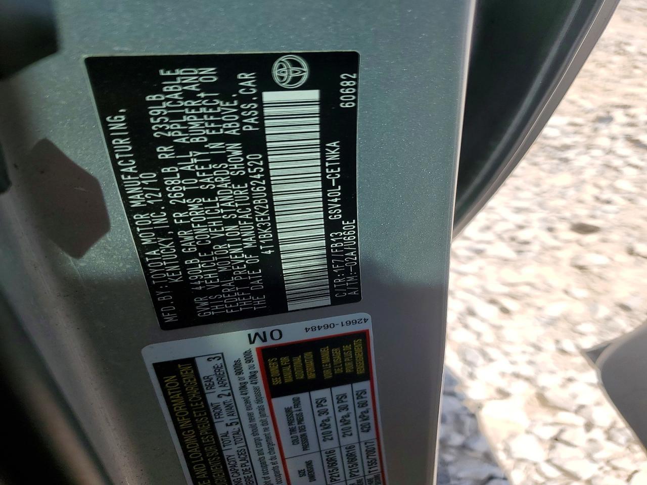 2011 Toyota Camry Le V6 Silver vin: 4T1BK3EK2BU624520