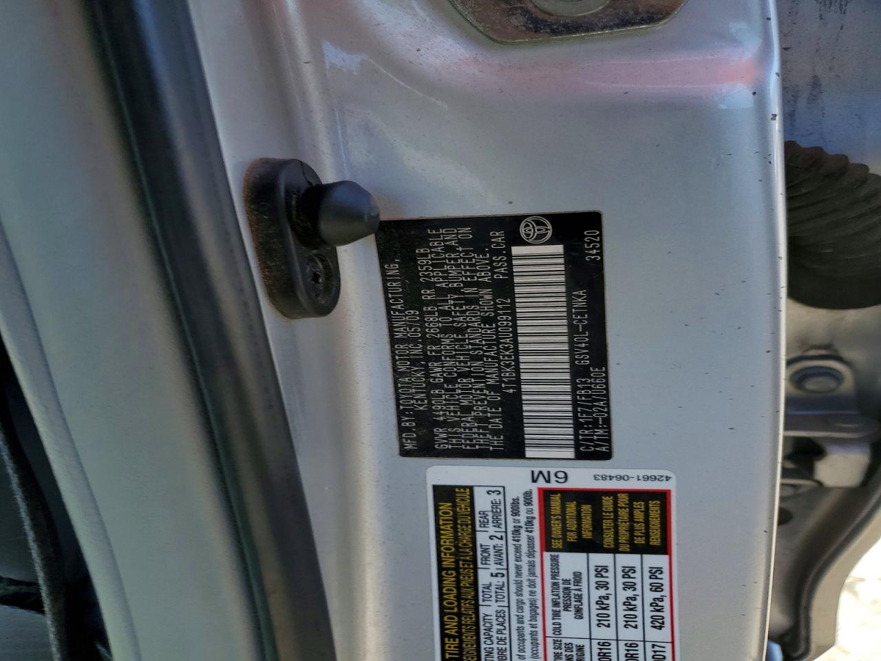 2010 Toyota Camry Le V6 Серебряный vin: 4T1BK3EK3AU099112