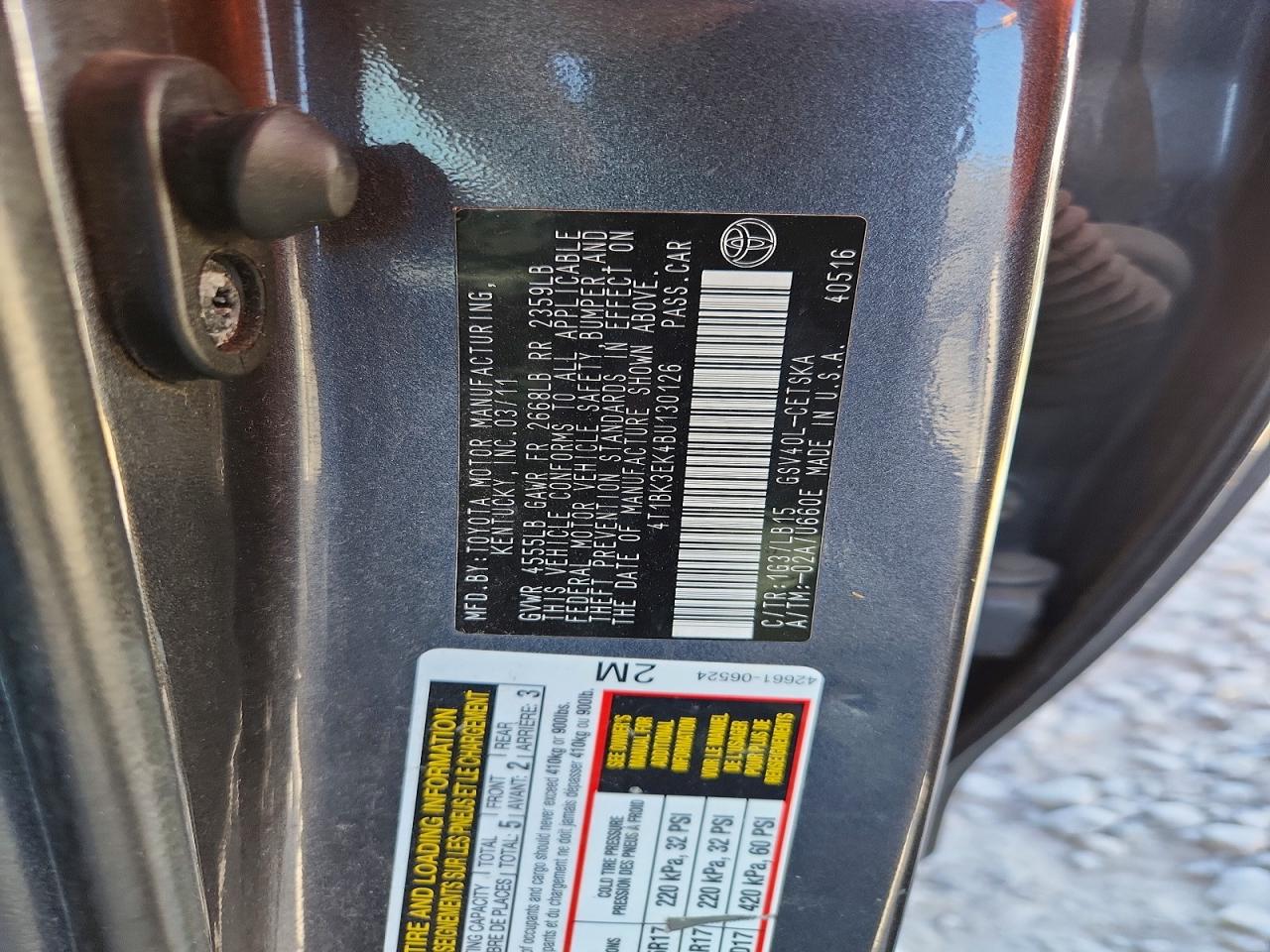 2011 Toyota Camry Se V6 Gray vin: 4T1BK3EK4BU130126