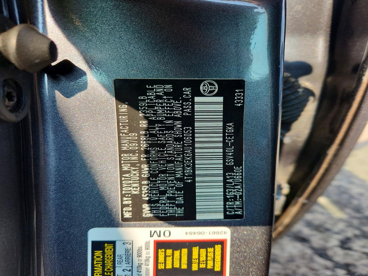 2010 Toyota Camry Xle V6 Gray vin: 4T1BK3EK6AU106053