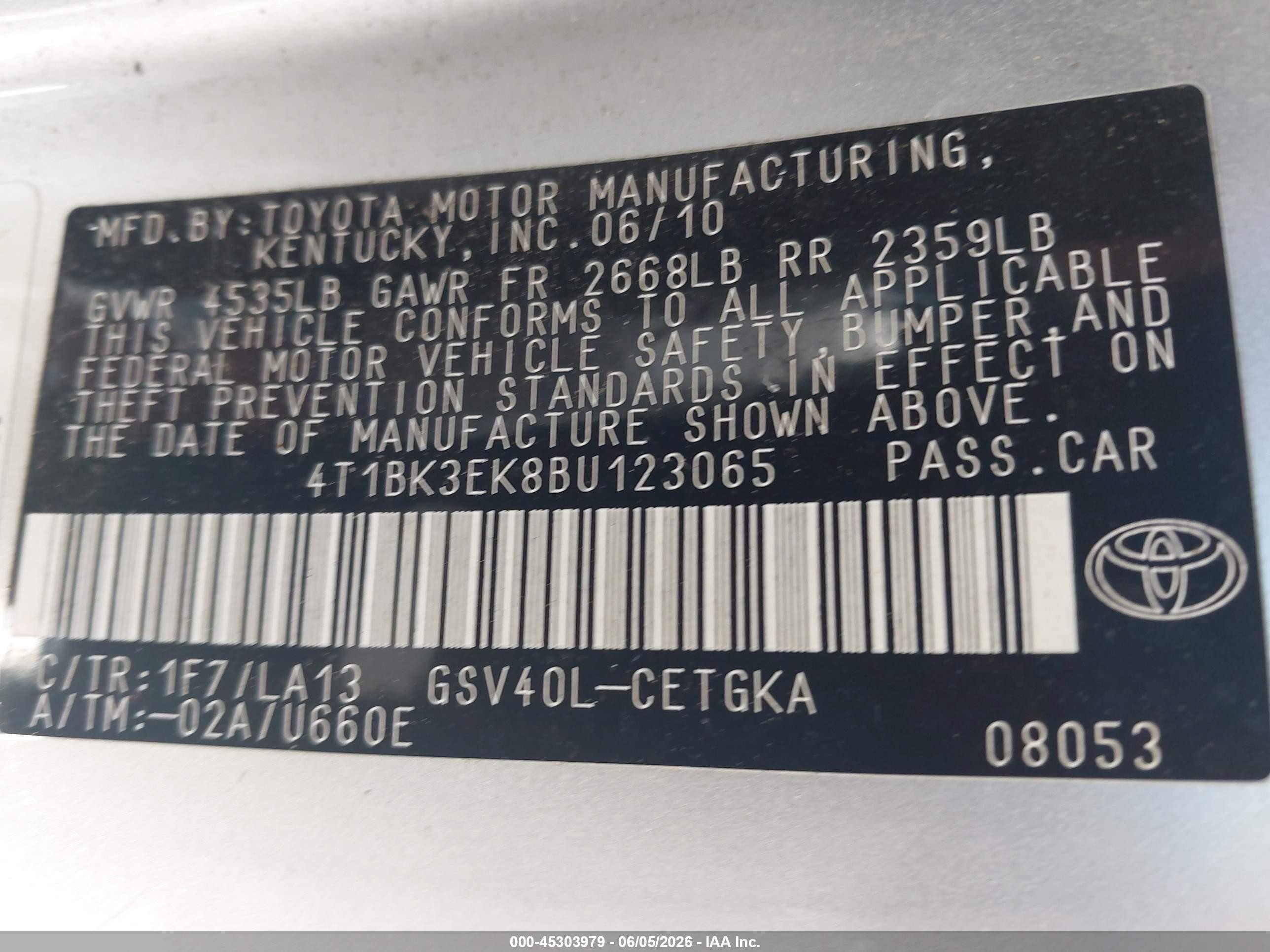 2011 Toyota Camry Xle V6 Silver vin: 4T1BK3EK8BU123065