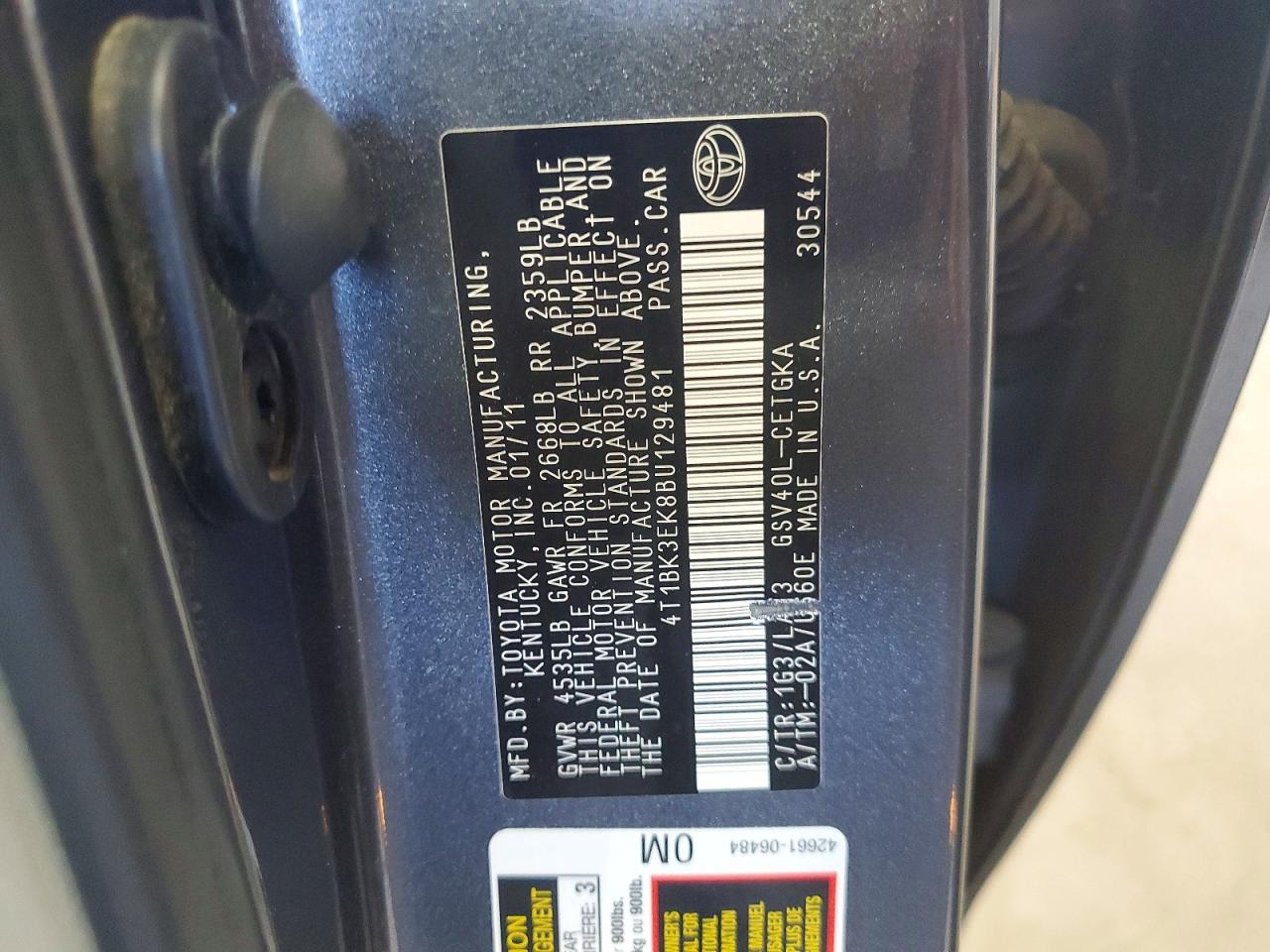2011 Toyota Camry Xle V6 Silver vin: 4T1BK3EK8BU129481
