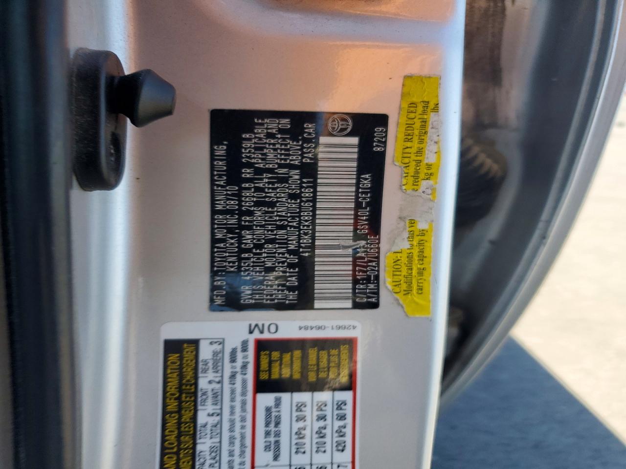 2011 Toyota Camry Xle V6 Silver vin: 4T1BK3EK8BU618611