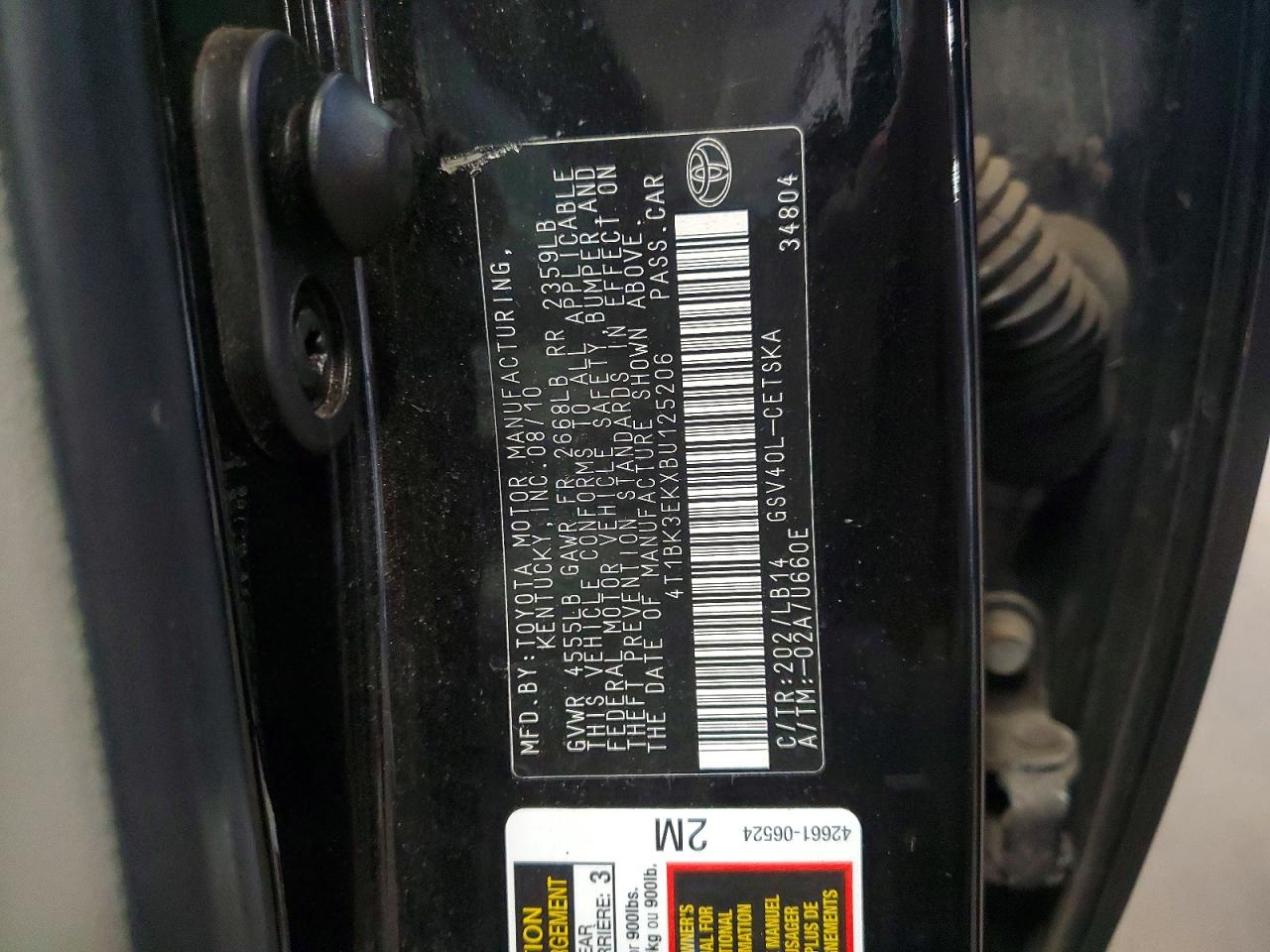 2011 Toyota Camry Se V6 Black vin: 4T1BK3EKXBU125206