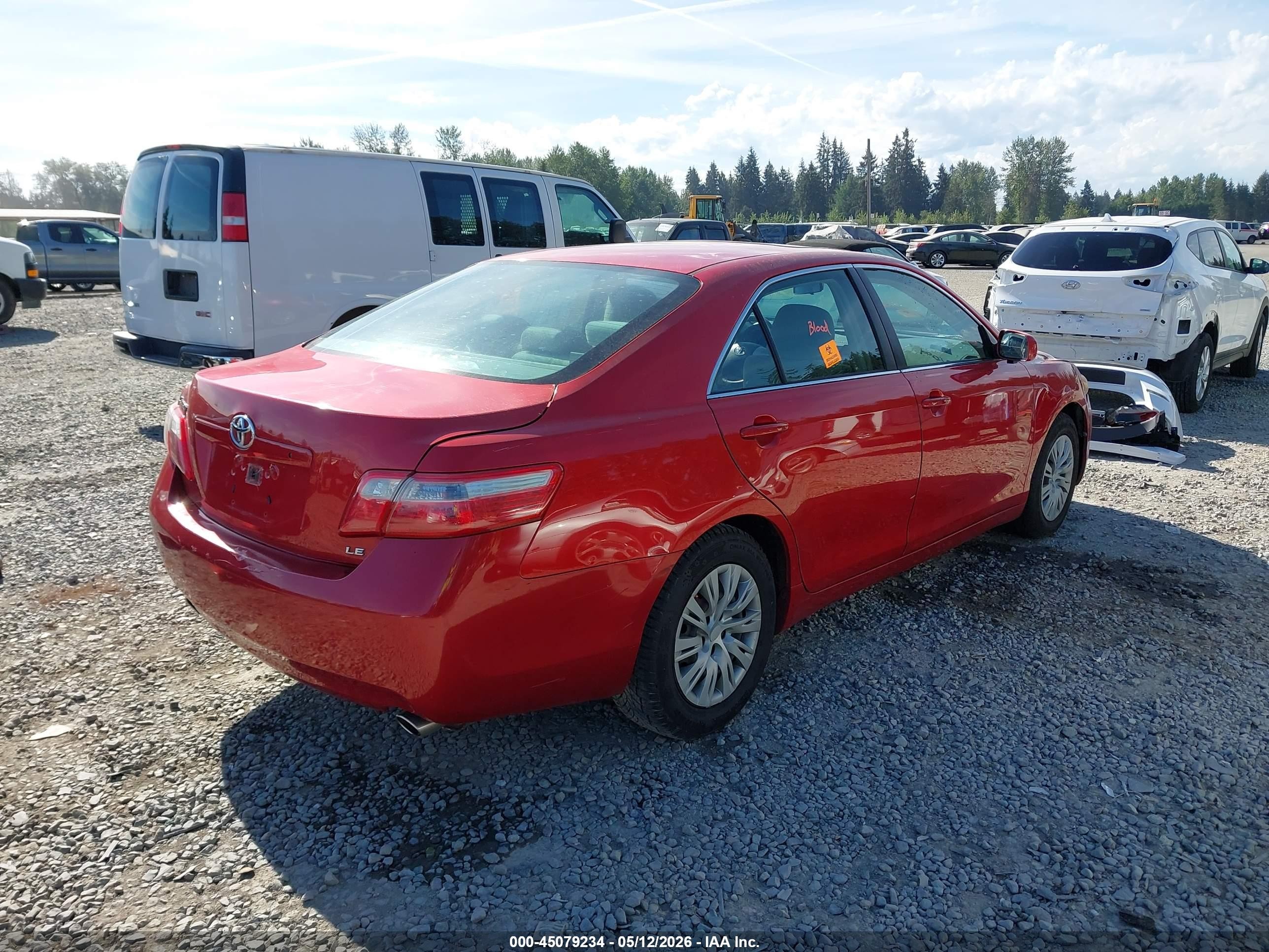 2008 Toyota Camry Le V6 Red vin: 4T1BK46K28U061465