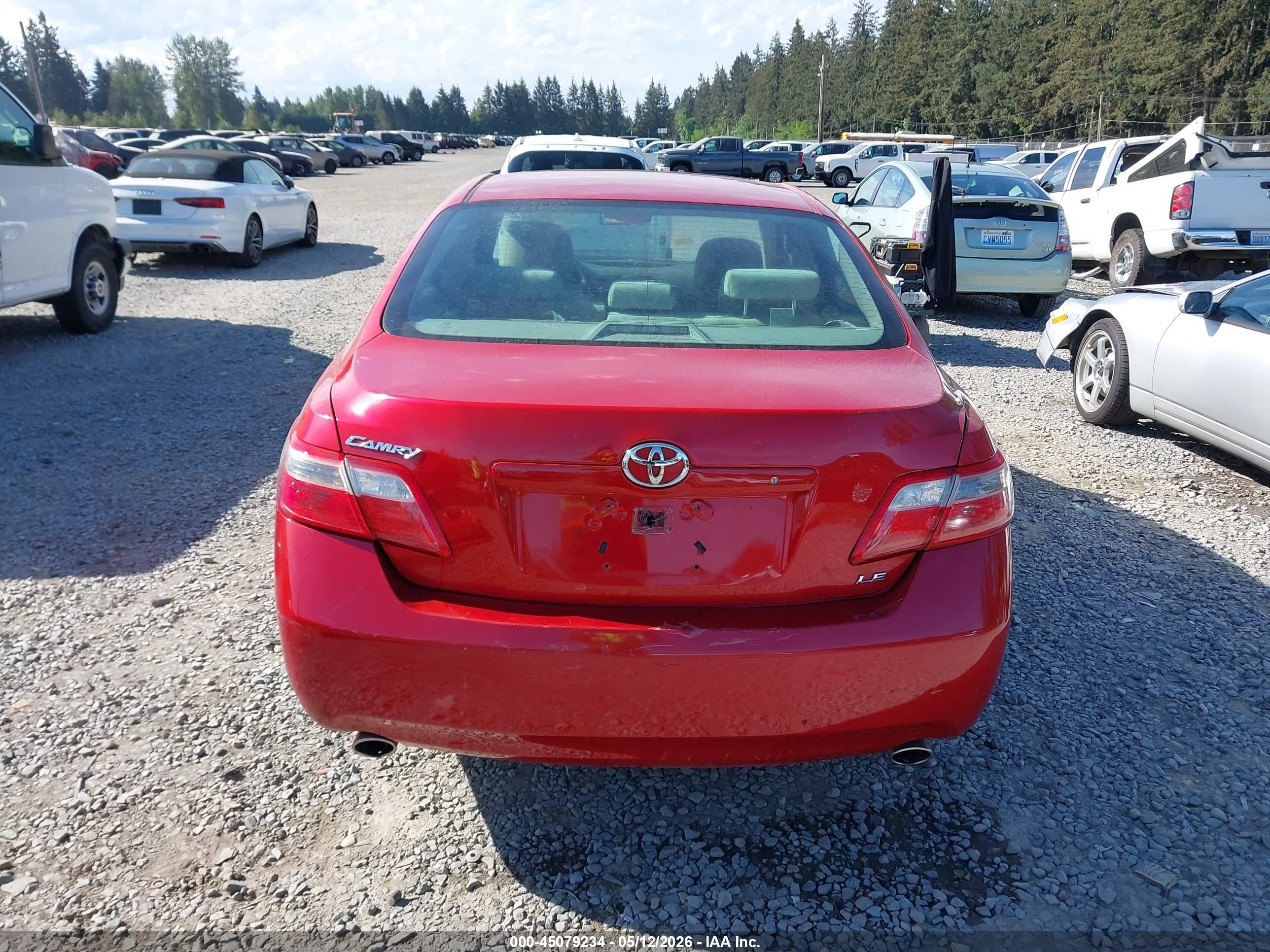 2008 Toyota Camry Le V6 Red vin: 4T1BK46K28U061465