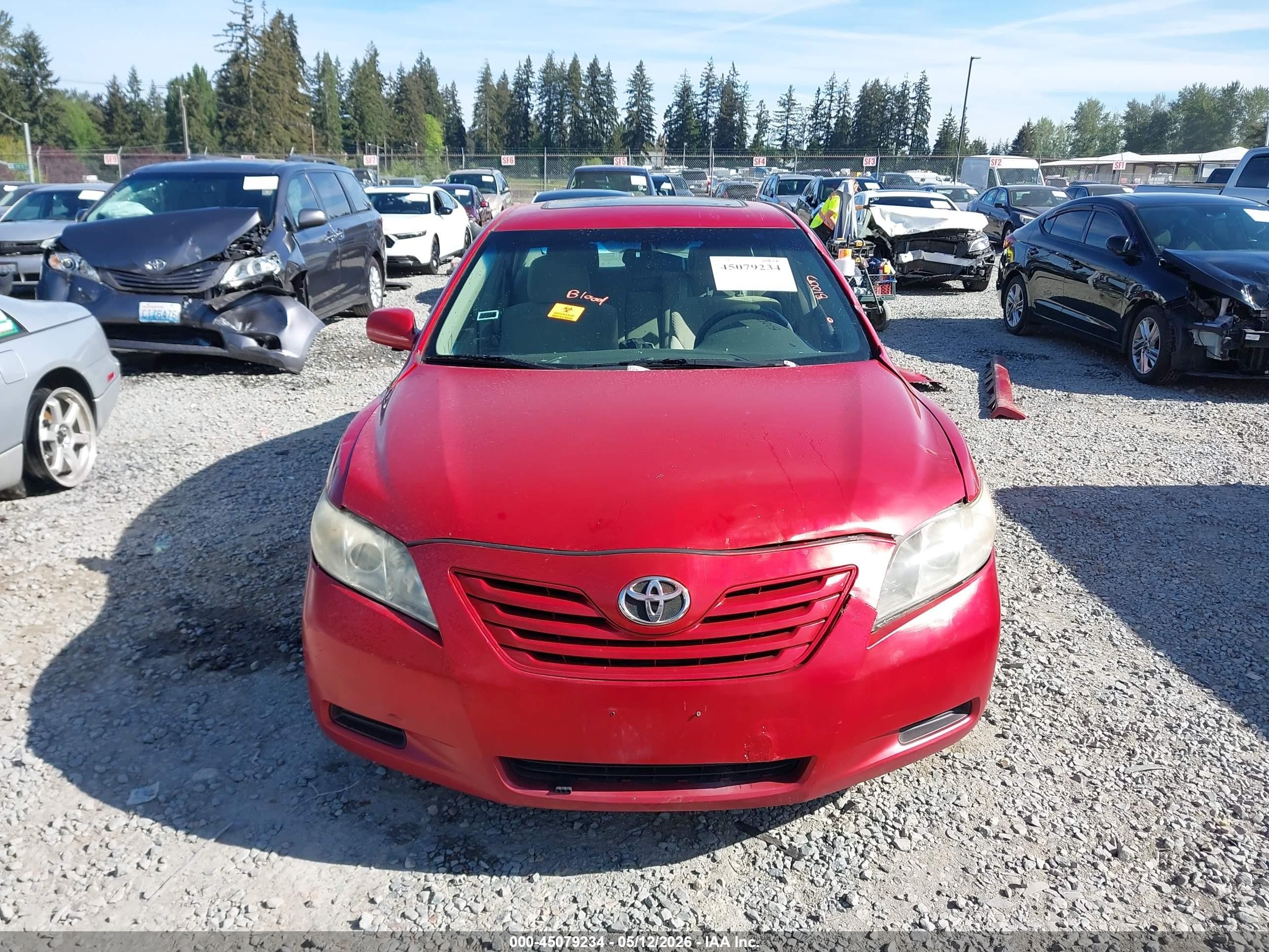 2008 Toyota Camry Le V6 Red vin: 4T1BK46K28U061465