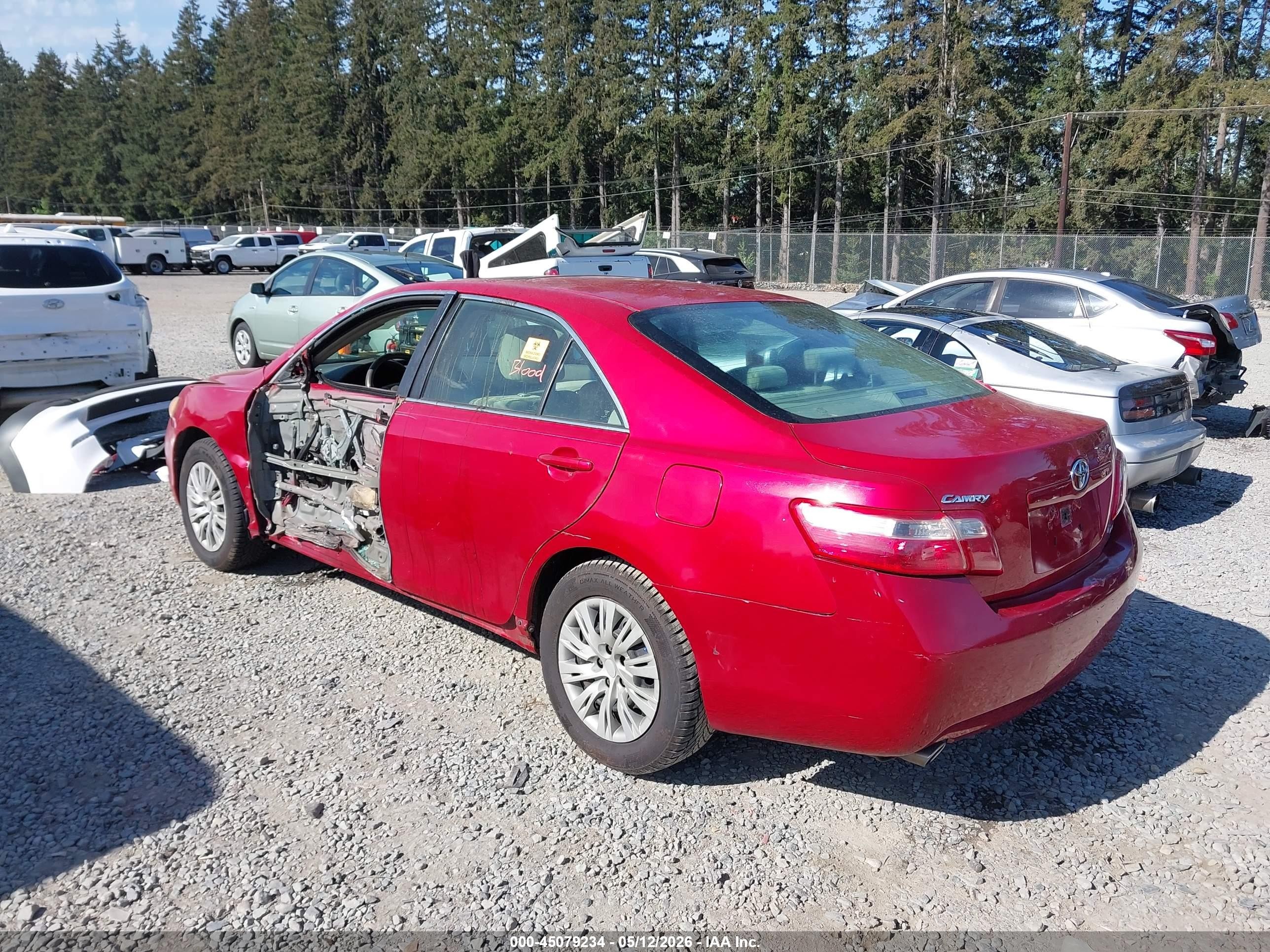 2008 Toyota Camry Le V6 Red vin: 4T1BK46K28U061465