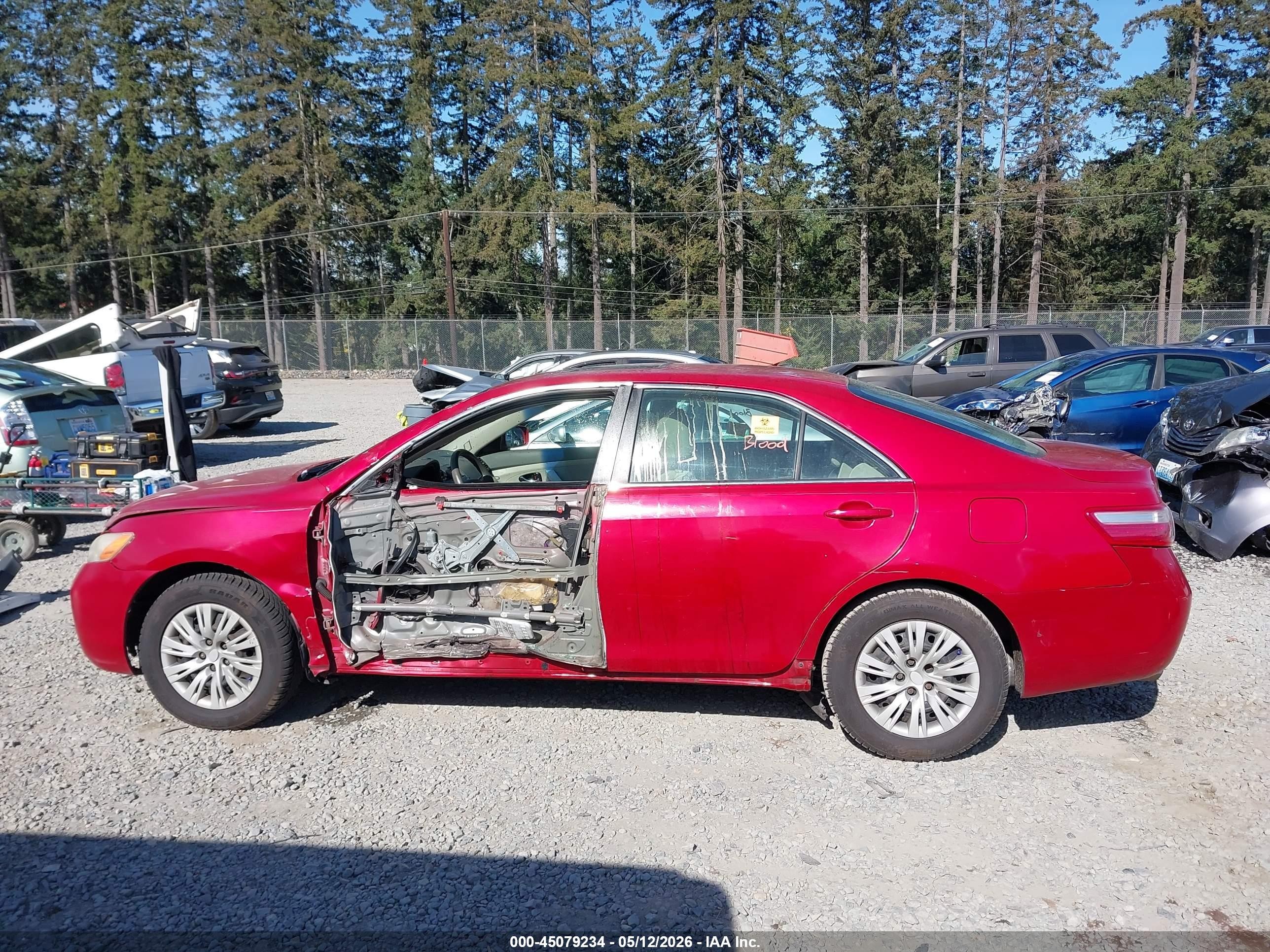 2008 Toyota Camry Le V6 Red vin: 4T1BK46K28U061465