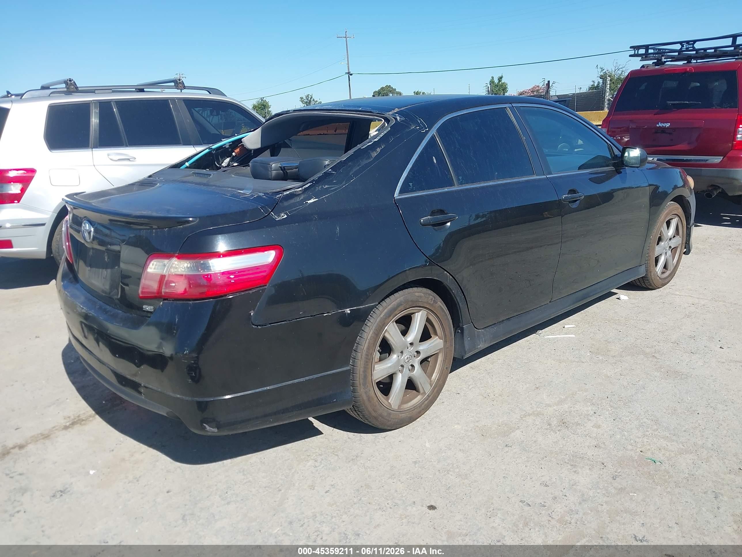 2007 Toyota Camry Se V6 Black vin: 4T1BK46K37U552920