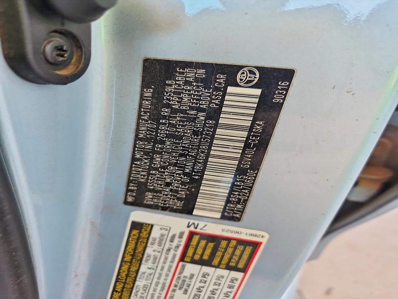 2008 Toyota Camry Se V6 Blue vin: 4T1BK46K38U573218