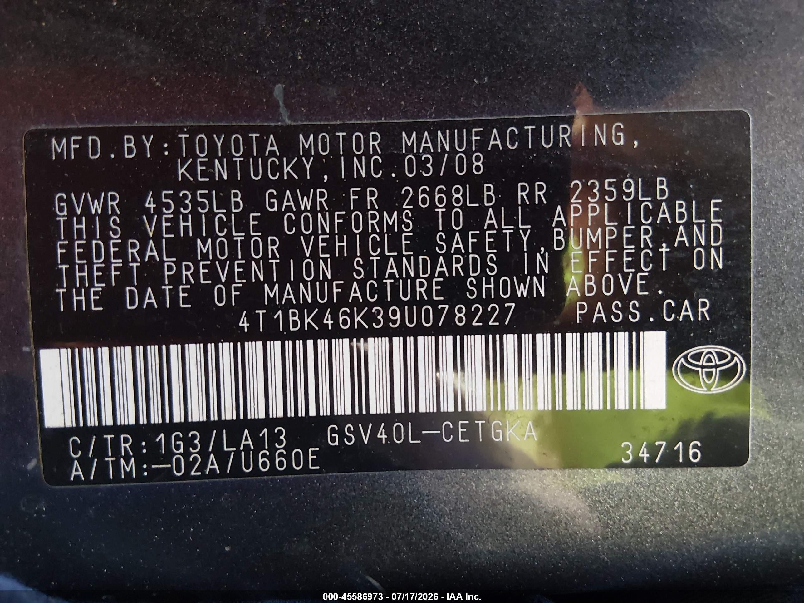 2009 Toyota Camry Xle V6 Gray vin: 4T1BK46K39U078227