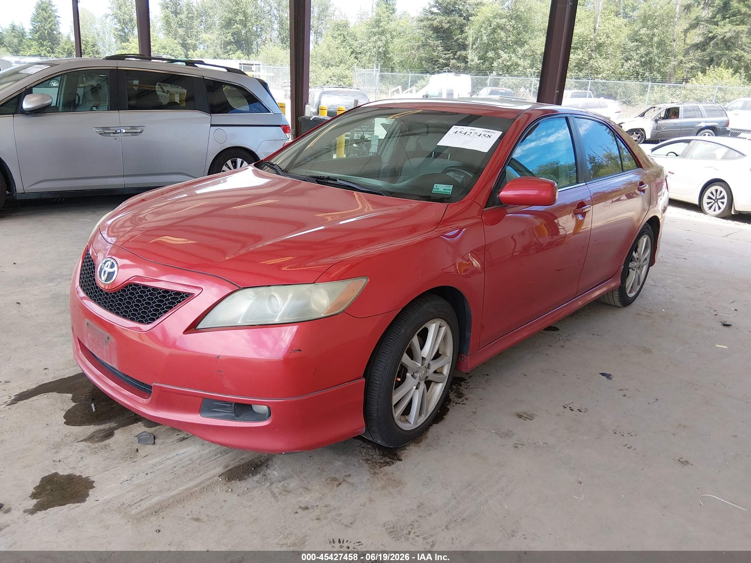 2007 Toyota Camry Se V6 Red vin: 4T1BK46K47U030488