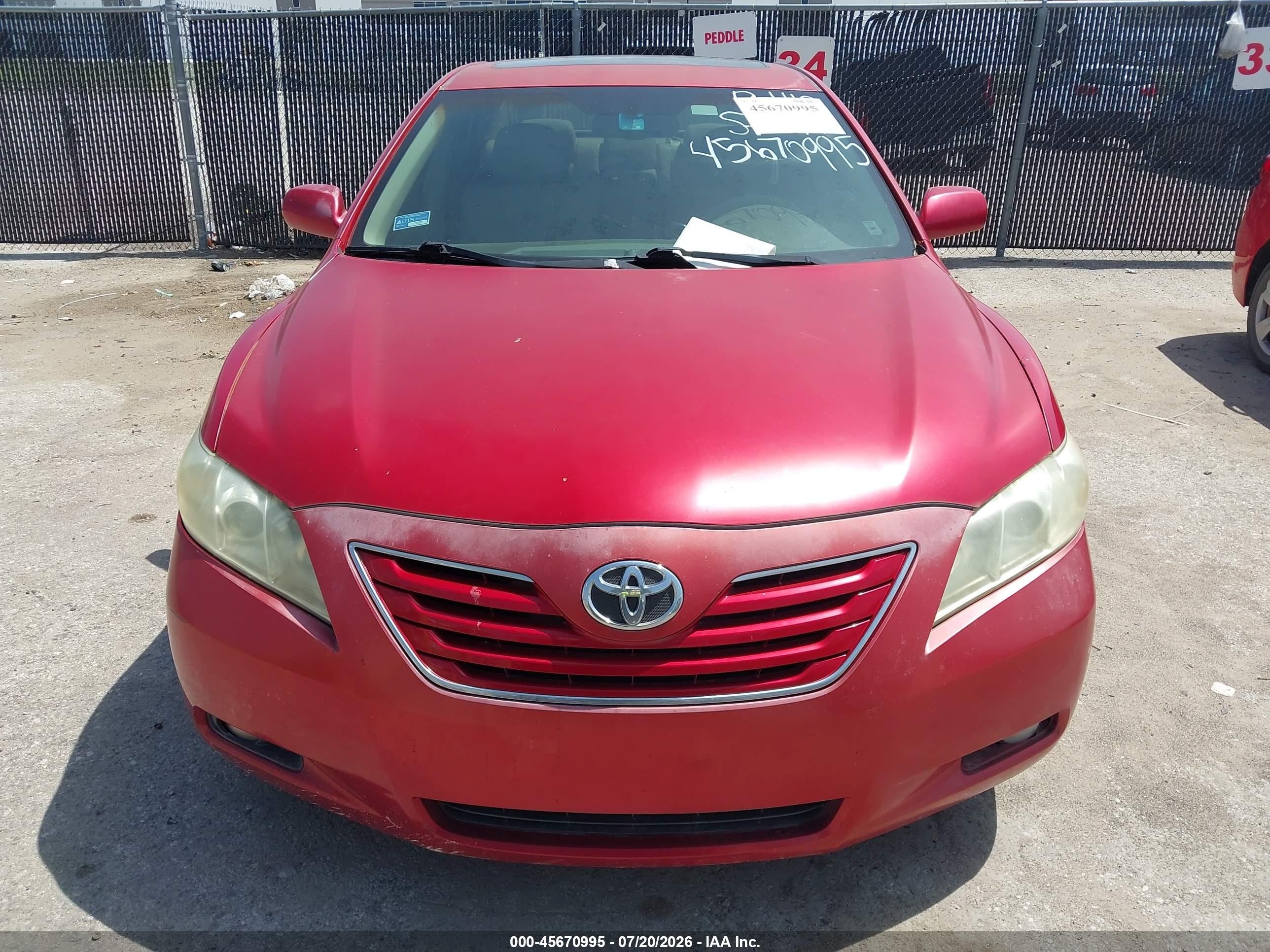 2007 Toyota Camry Xle V6 Red vin: 4T1BK46K47U050093