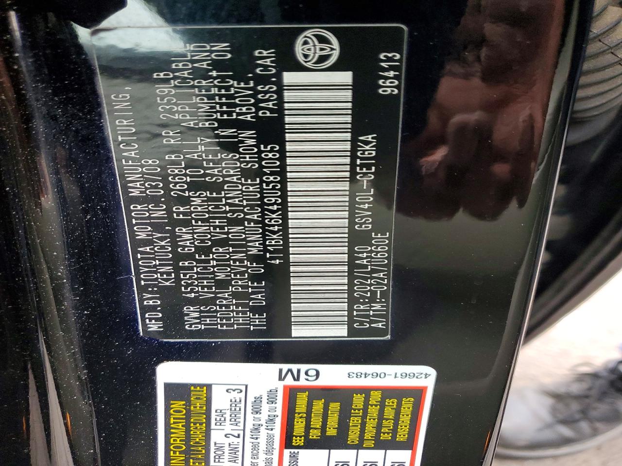 2009 Toyota Camry Xle V6 Black vin: 4T1BK46K49U581085