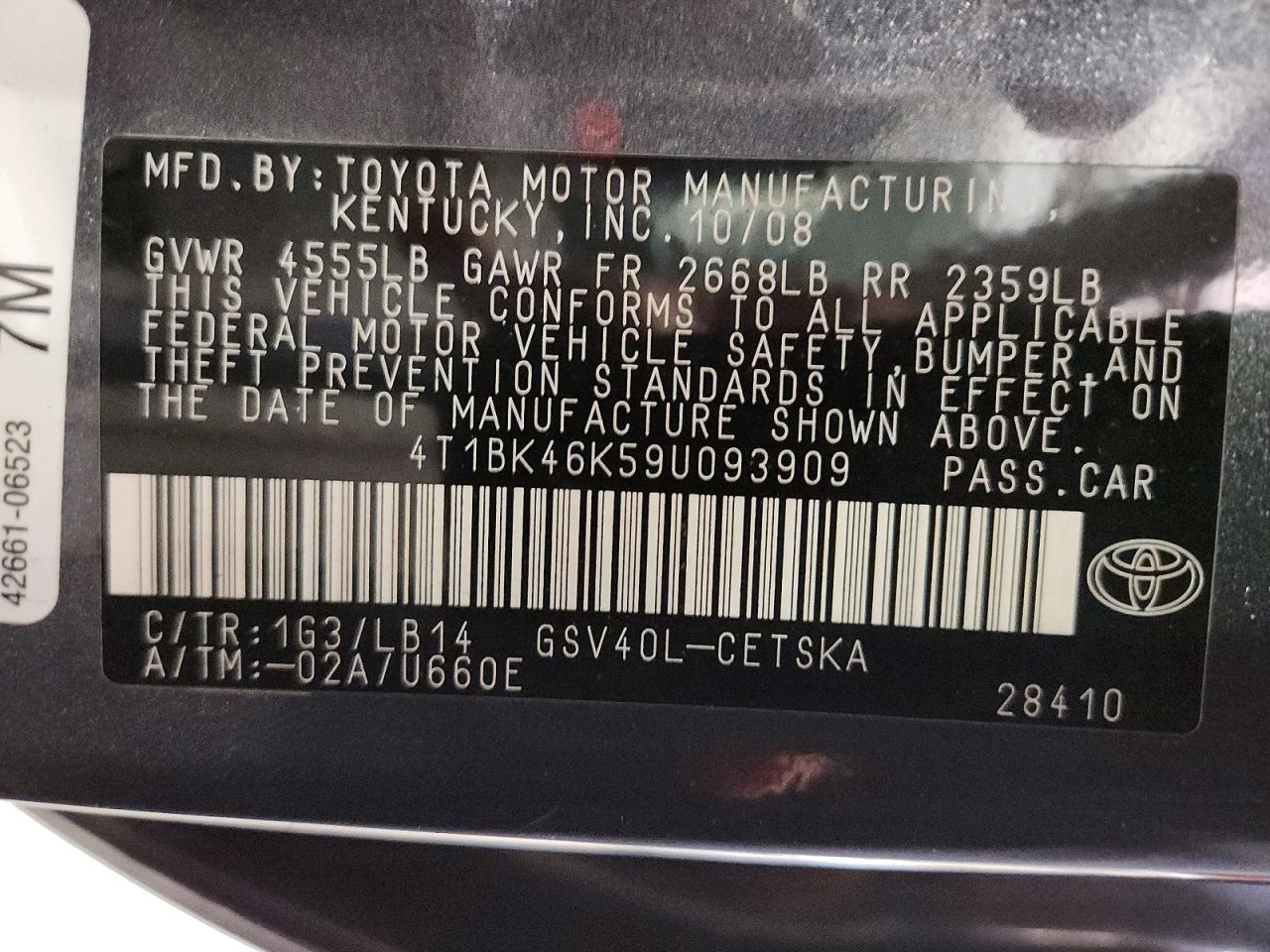 2009 Toyota Camry Se V6 Gray vin: 4T1BK46K59U093909