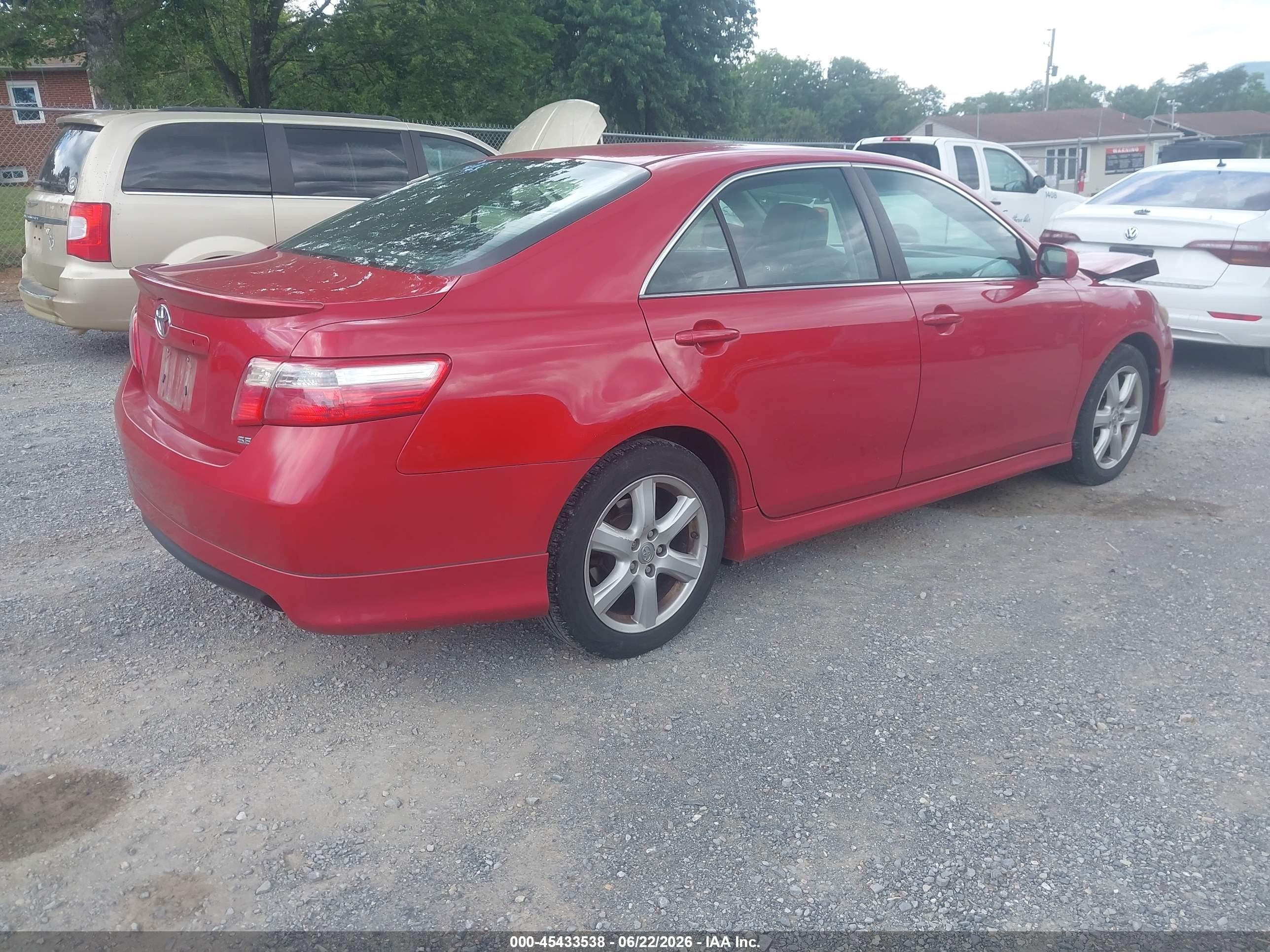 2007 Toyota Camry Se V6 Red vin: 4T1BK46K77U028279