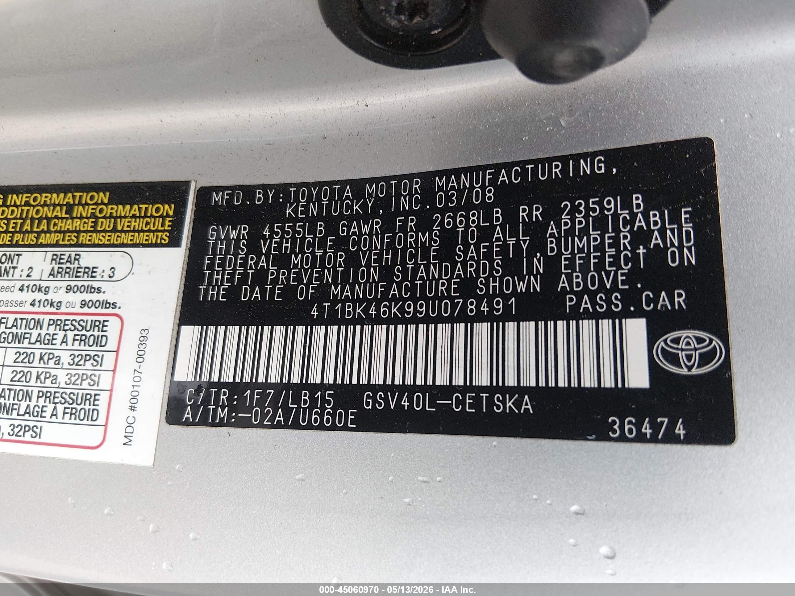 2009 Toyota Camry Se V6 Silver vin: 4T1BK46K99U078491