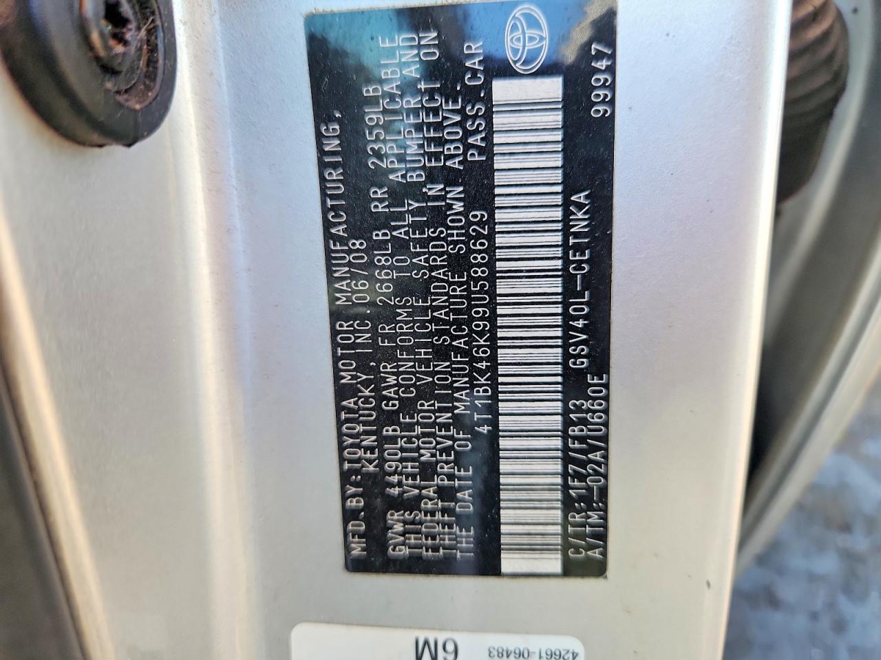 2009 Toyota Camry Le V6 Silver vin: 4T1BK46K99U588629