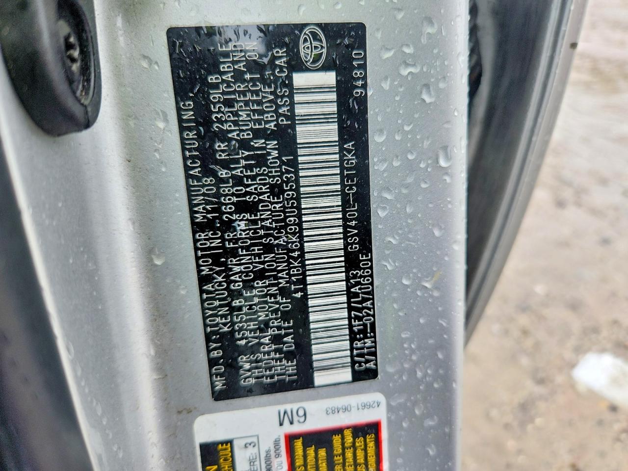2009 Toyota Camry Xle V6 Silver vin: 4T1BK46K99U595371