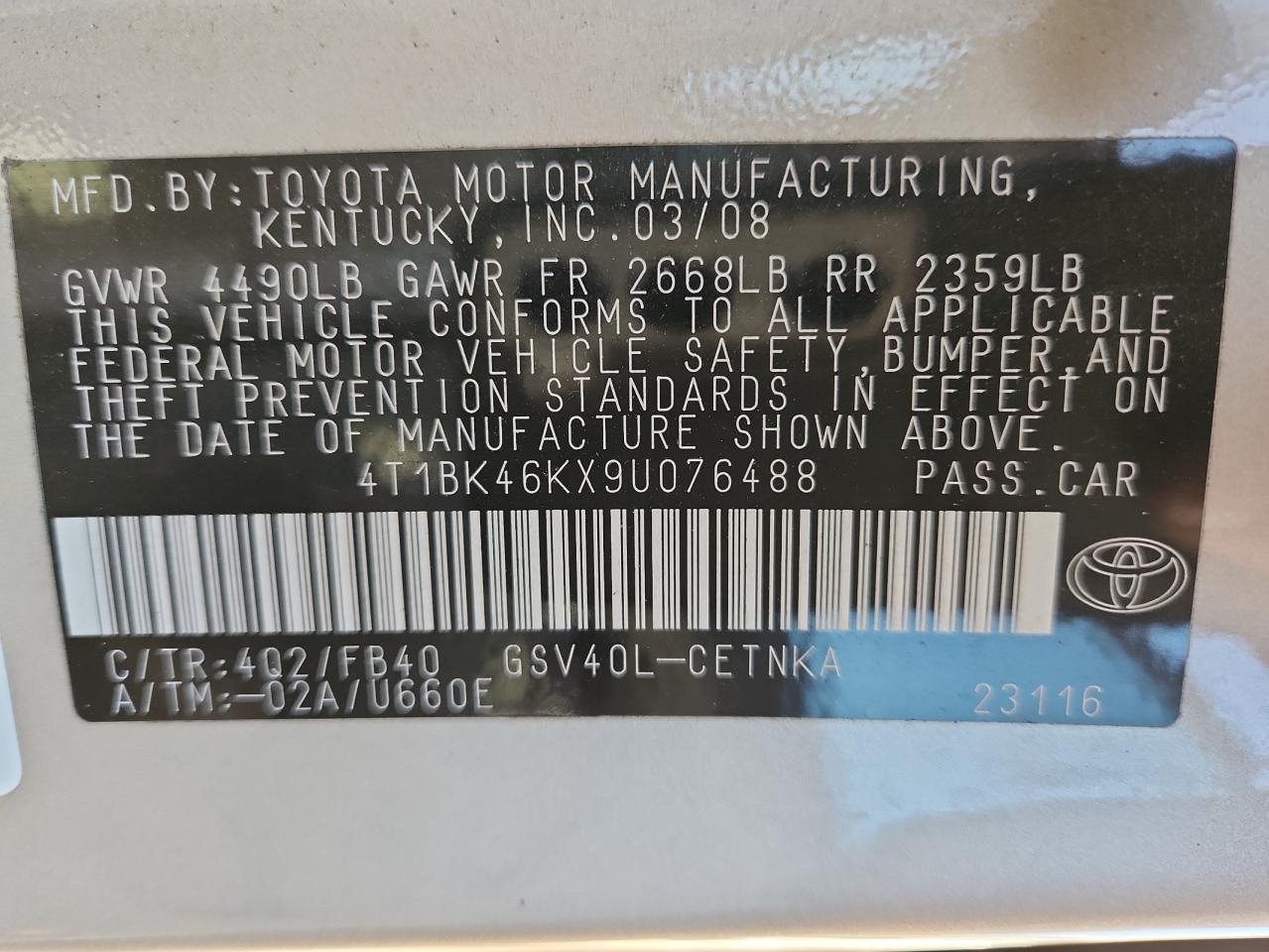 2009 Toyota Camry Le V6 Beige vin: 4T1BK46KX9U076488
