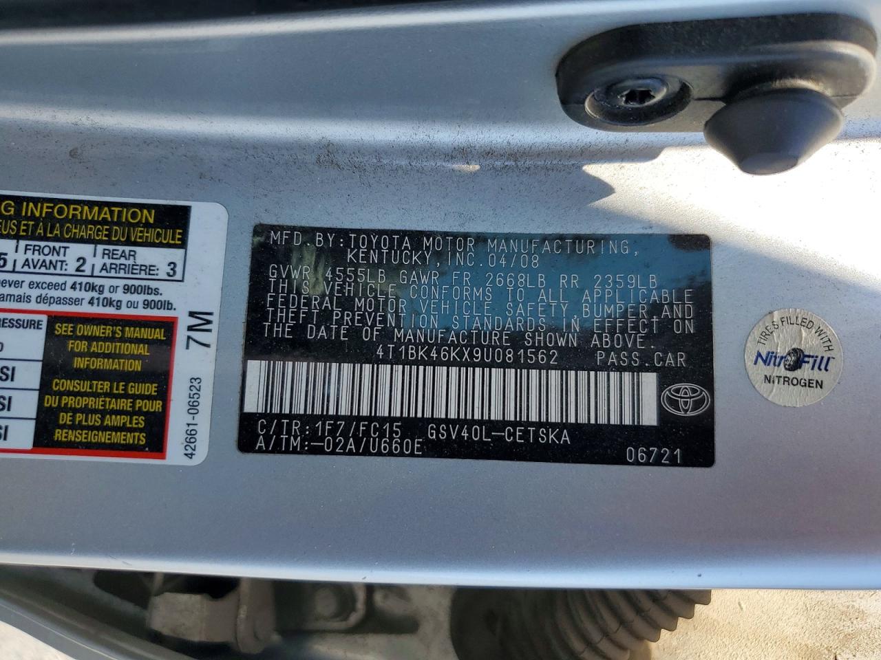 2009 Toyota Camry Se V6 Серебряный vin: 4T1BK46KX9U081562