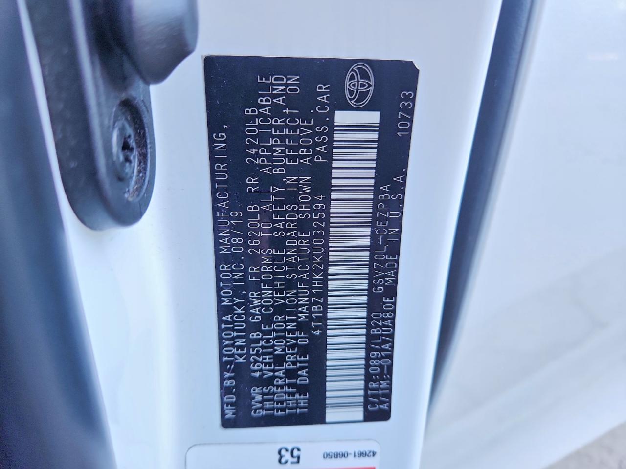 2019 Toyota Camry Xse V6 White vin: 4T1BZ1HK2KU032594