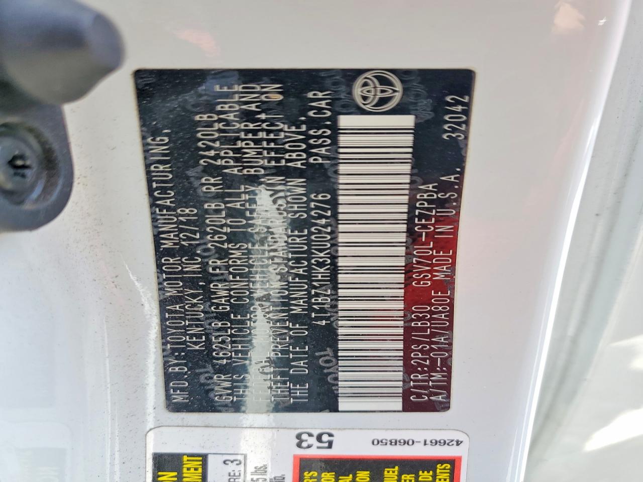 2019 Toyota Camry Xse V6 White vin: 4T1BZ1HK3KU024276