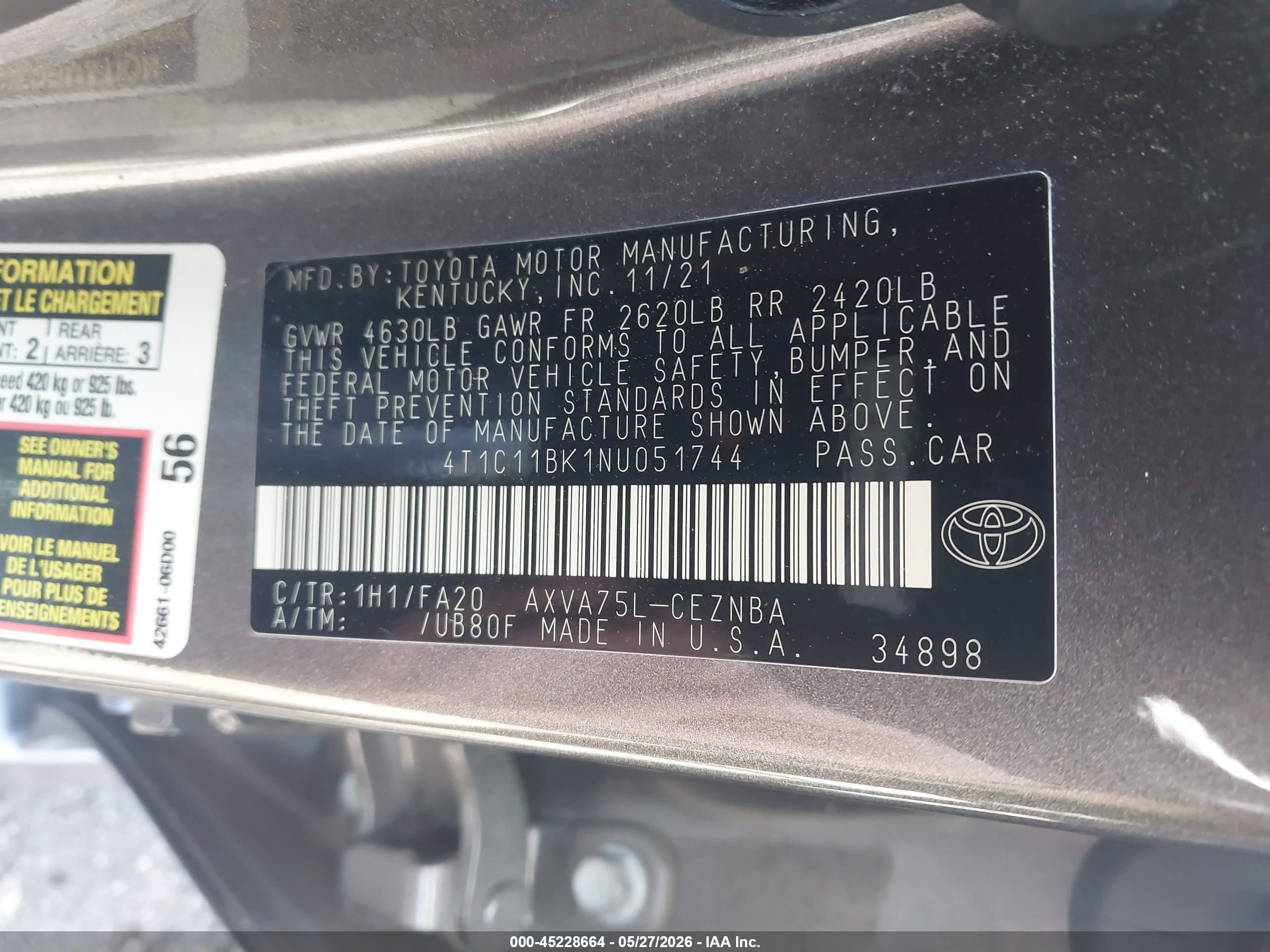 2022 Toyota Camry Le Awd Gray vin: 4T1C11BK1NU051744