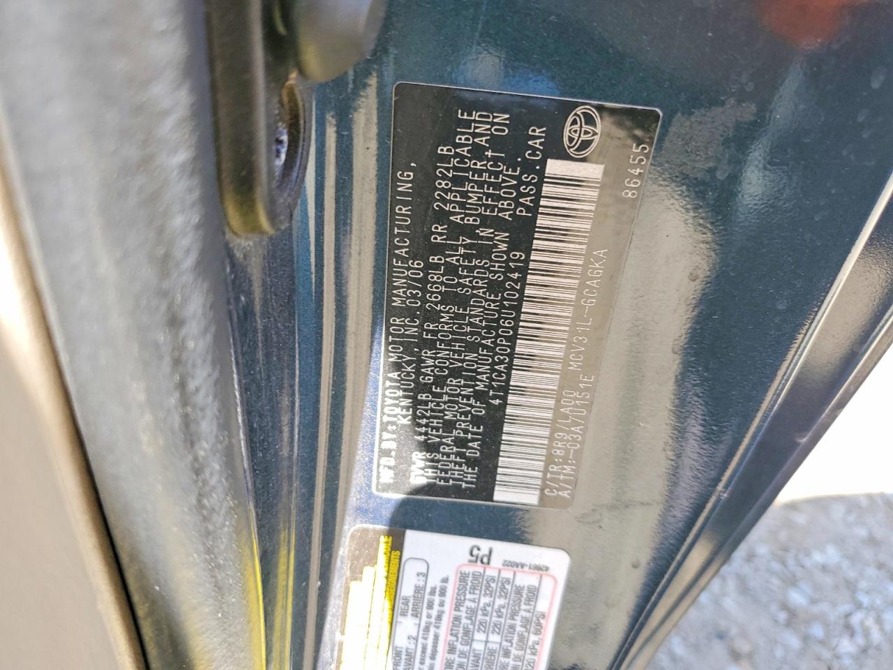 2006 Toyota Camry Solara Sle V6 Blue vin: 4T1CA30P06U102419