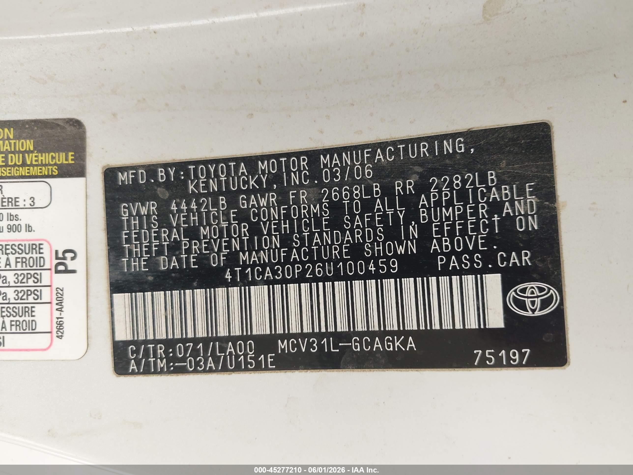 2006 Toyota Camry Solara Sle V6 White vin: 4T1CA30P26U100459