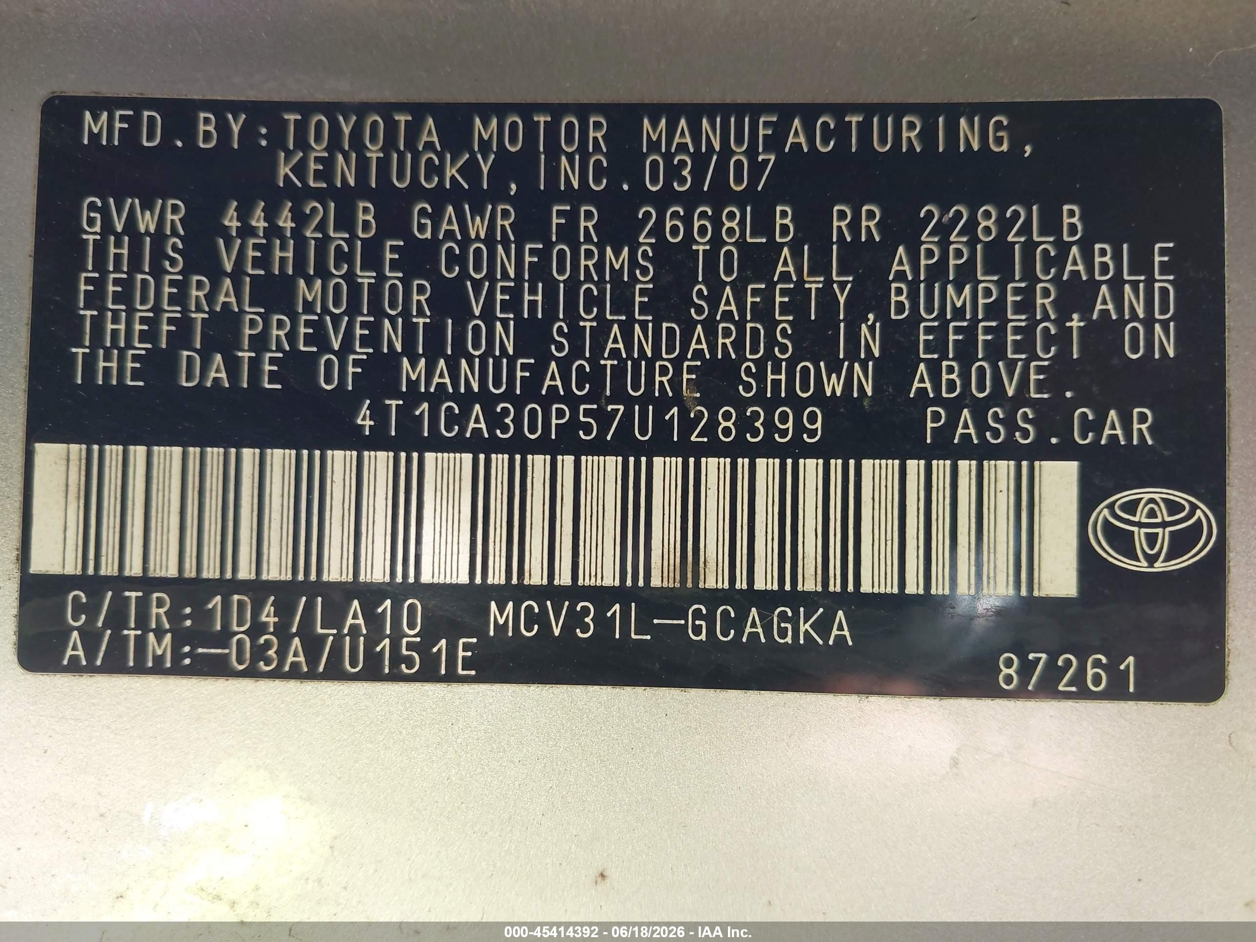 2007 Toyota Camry Solara Sle V6 Silver vin: 4T1CA30P57U128399