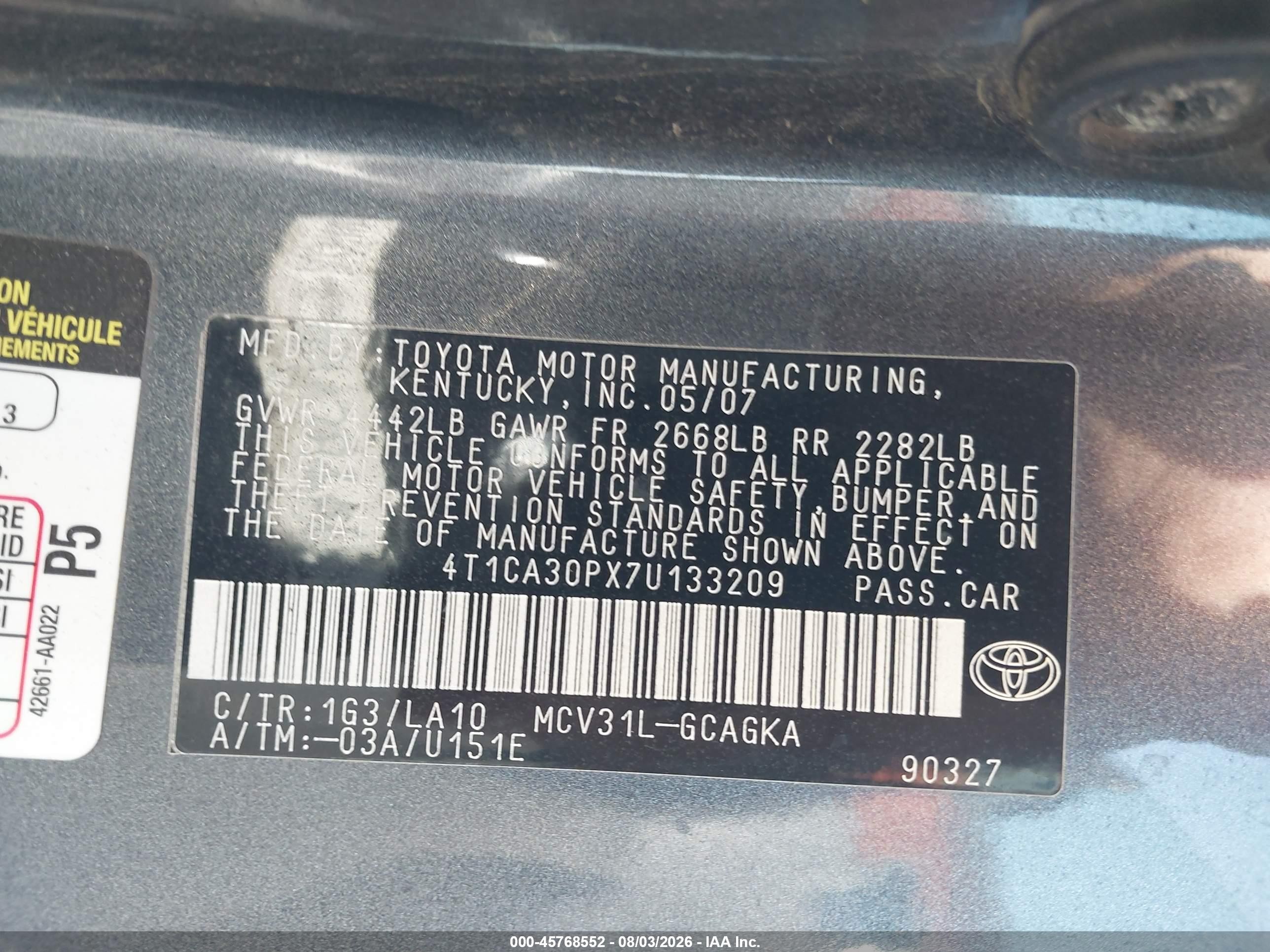 2007 Toyota Camry Solara Sle V6 Gray vin: 4T1CA30PX7U133209