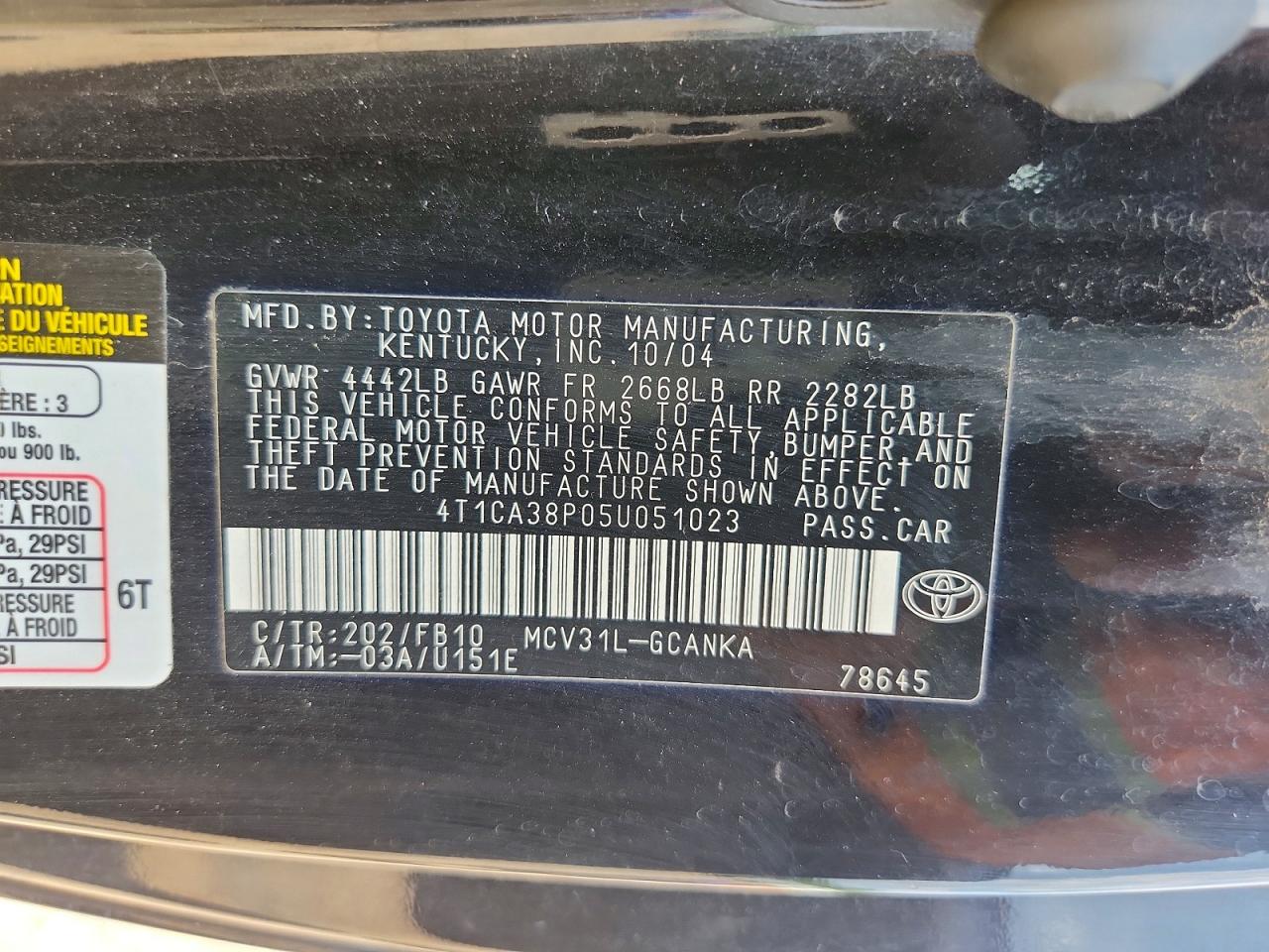 2005 Toyota Camry Solara Se V6 Черный vin: 4T1CA38P05U051023