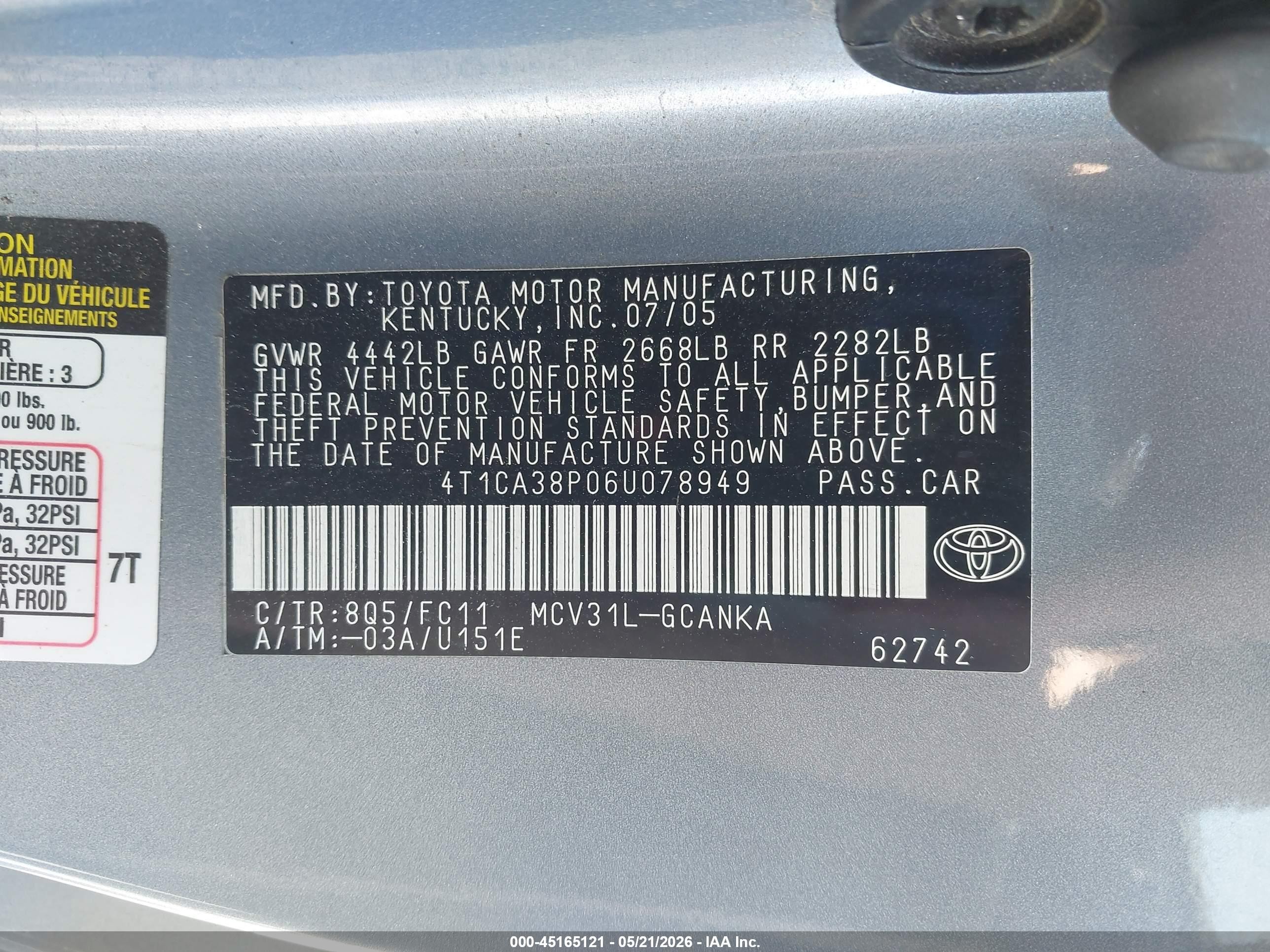 2006 Toyota Camry Solara Se Sport V6 Blue vin: 4T1CA38P06U078949