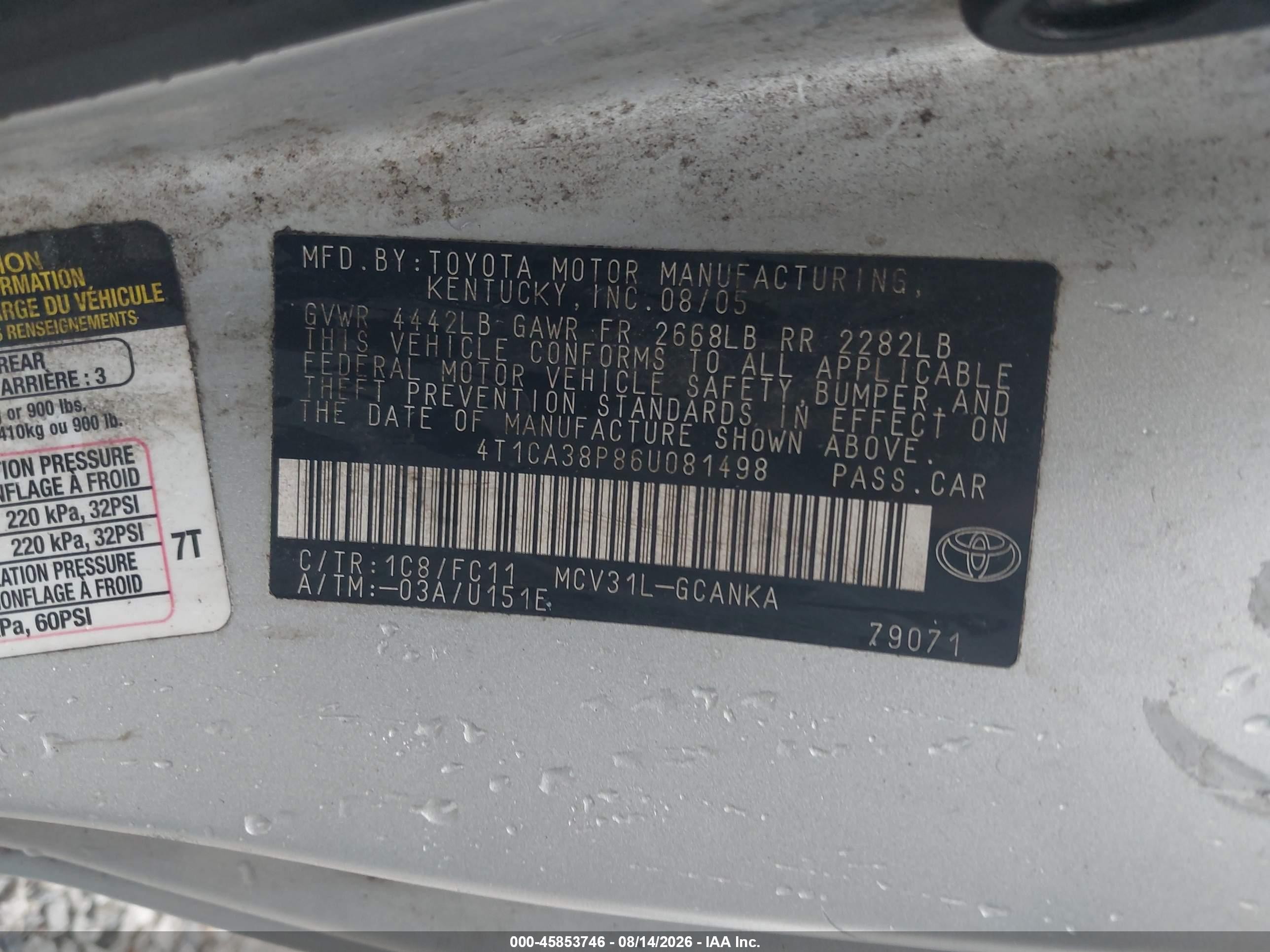 2006 Toyota Camry Solara Se Sport V6 Silver vin: 4T1CA38P86U081498