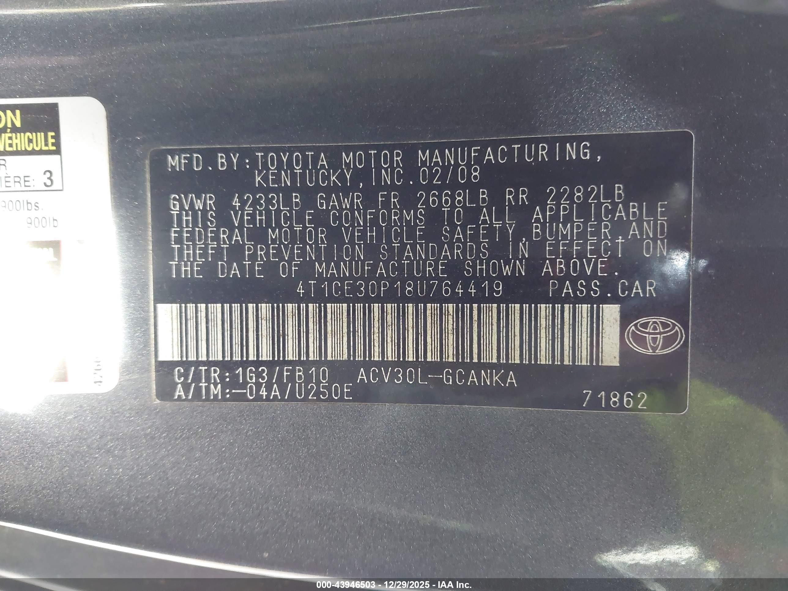 2008 Toyota Camry Solara Se Gray vin: 4T1CE30P18U764419