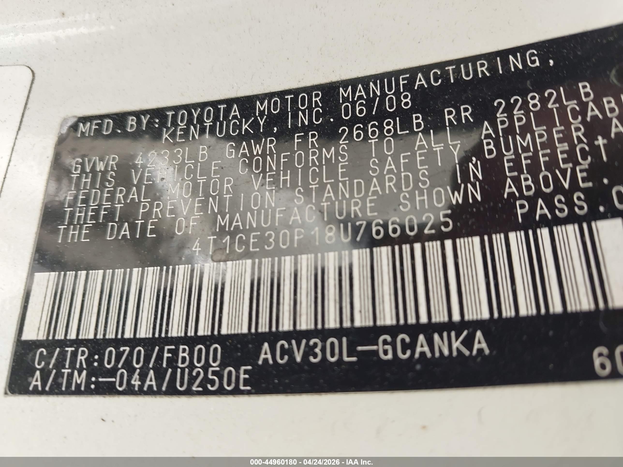 2008 Toyota Camry Solara Se White vin: 4T1CE30P18U766025
