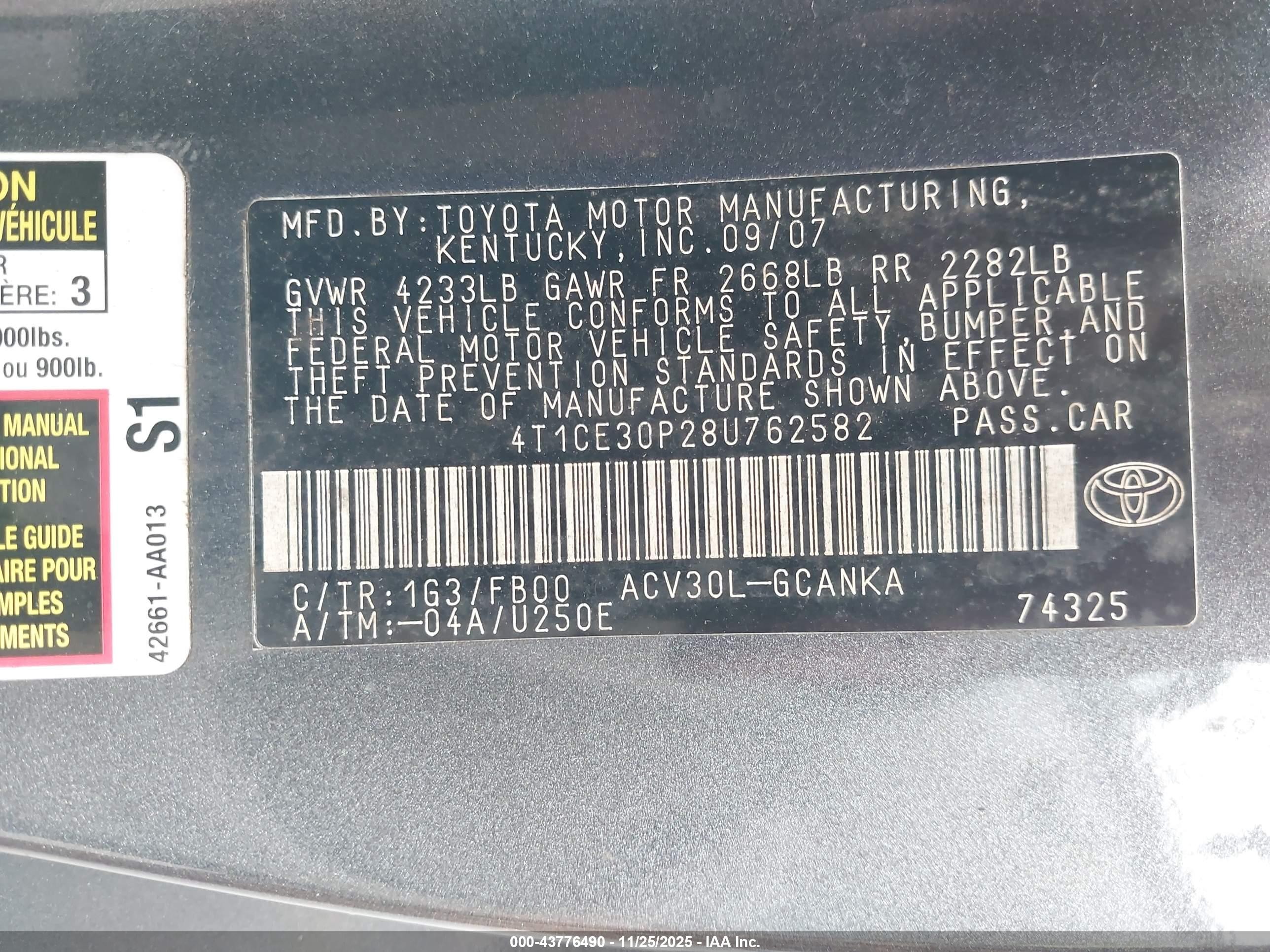 2008 Toyota Camry Solara Se Gray vin: 4T1CE30P28U762582