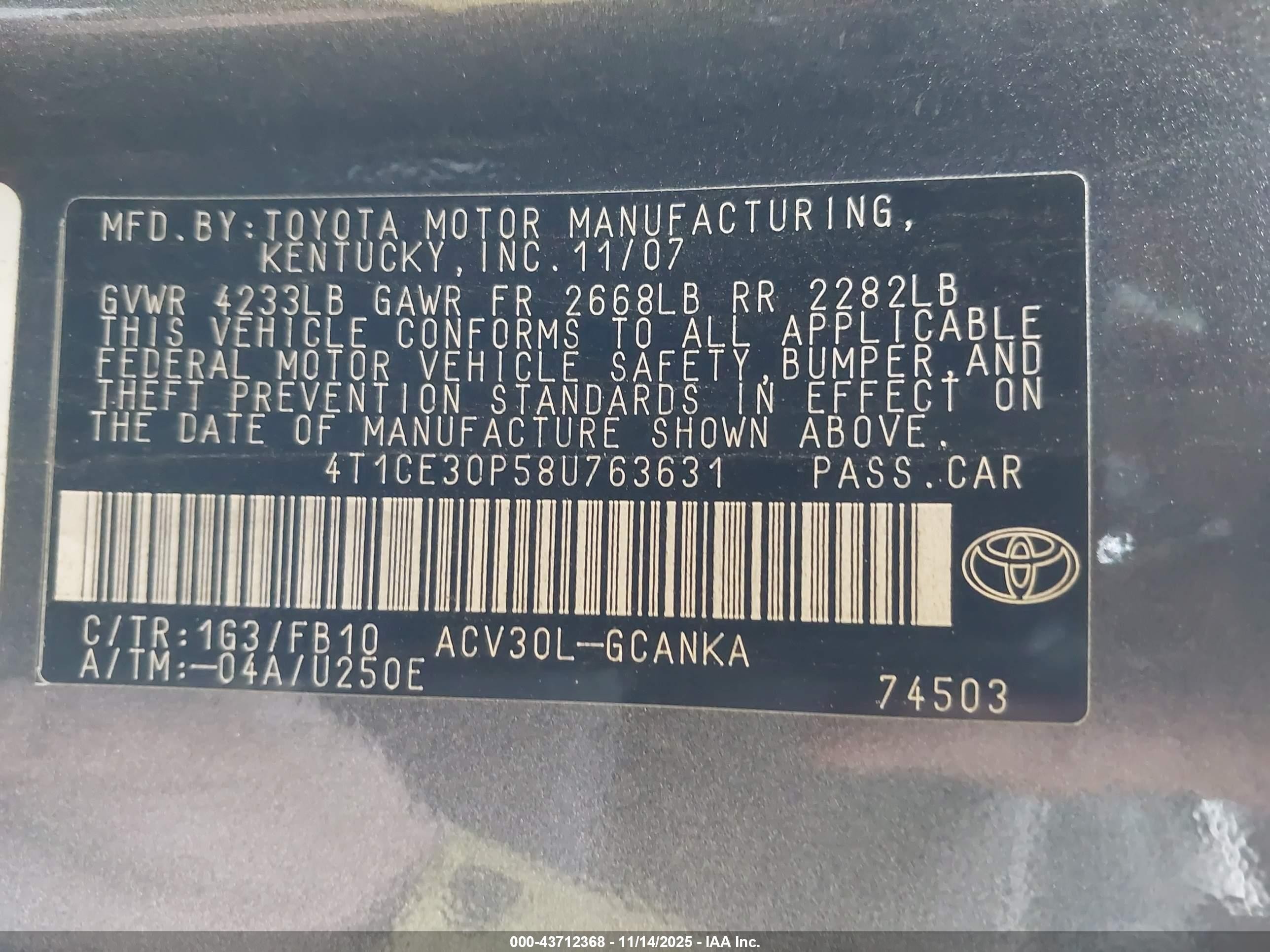 2008 Toyota Camry Solara Se Gray vin: 4T1CE30P58U763631